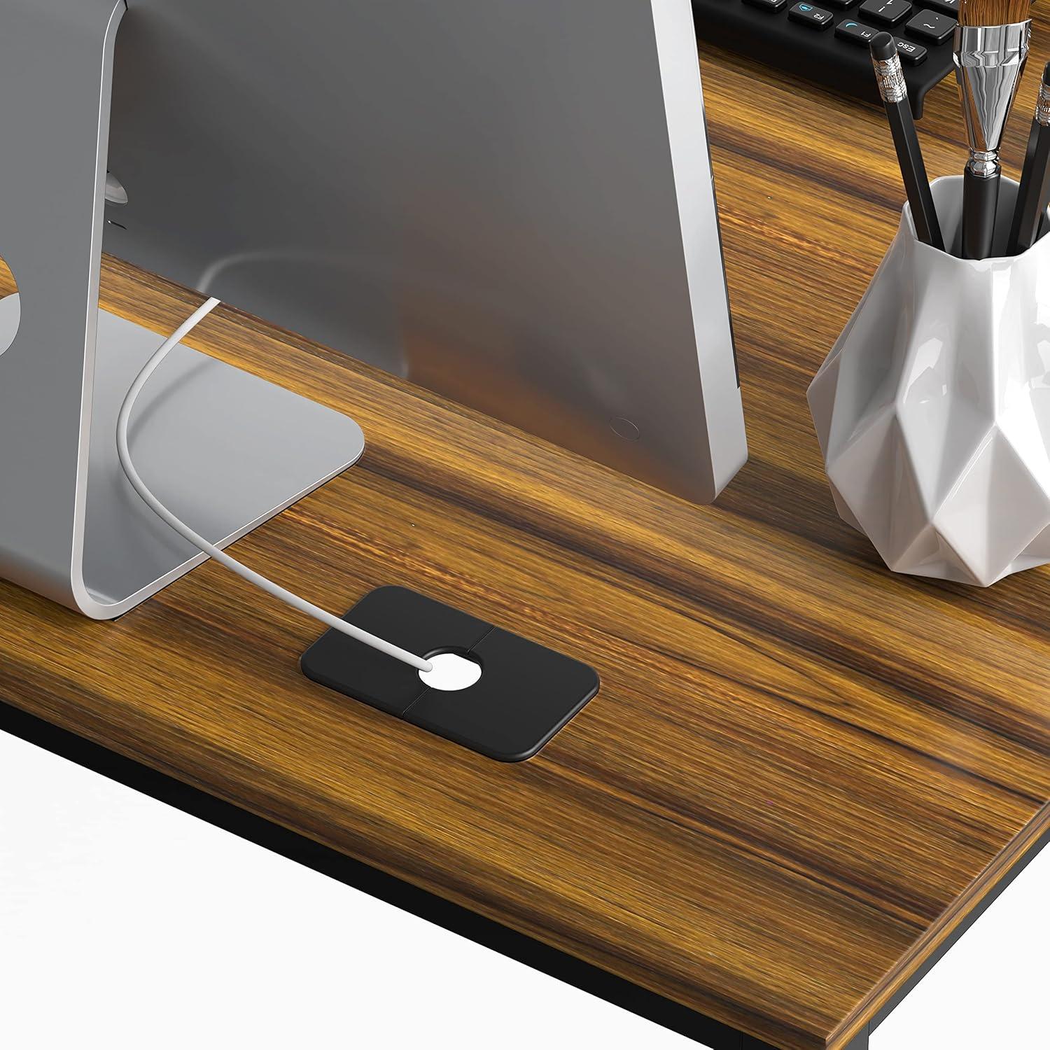 SHW Mission L Shape Corner Desk, Walnut