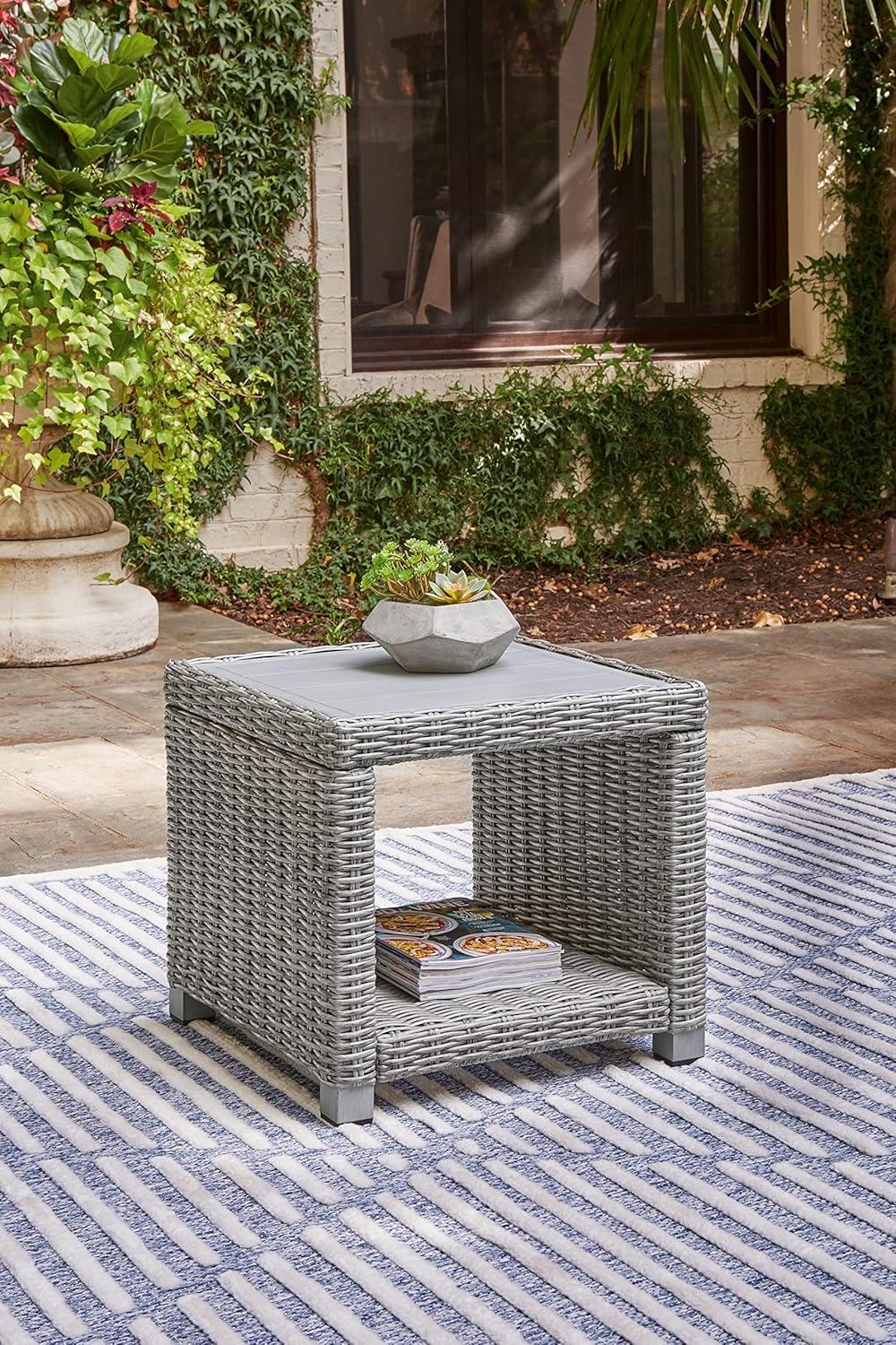 Signature Design by Ashley Casual Naples Beach Outdoor End Table  Light Gray