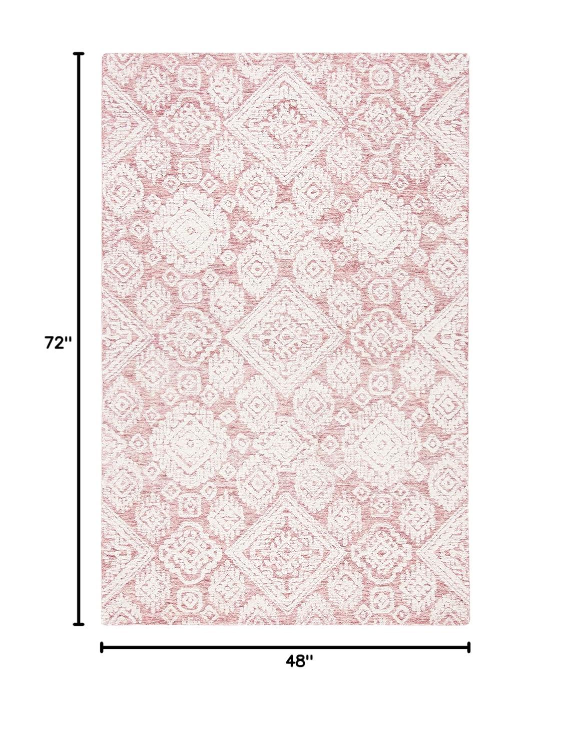 Metro MET987 Hand Tufted Indoor Area Rug - Dark Pink/Ivory - 4'x6' - Safavieh