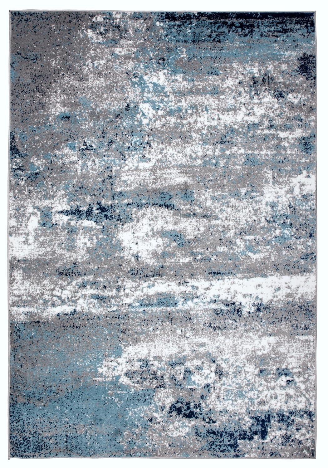 World Rug Gallery Distressed Abstract Watercolor Area Rug - Blue 4'x6'