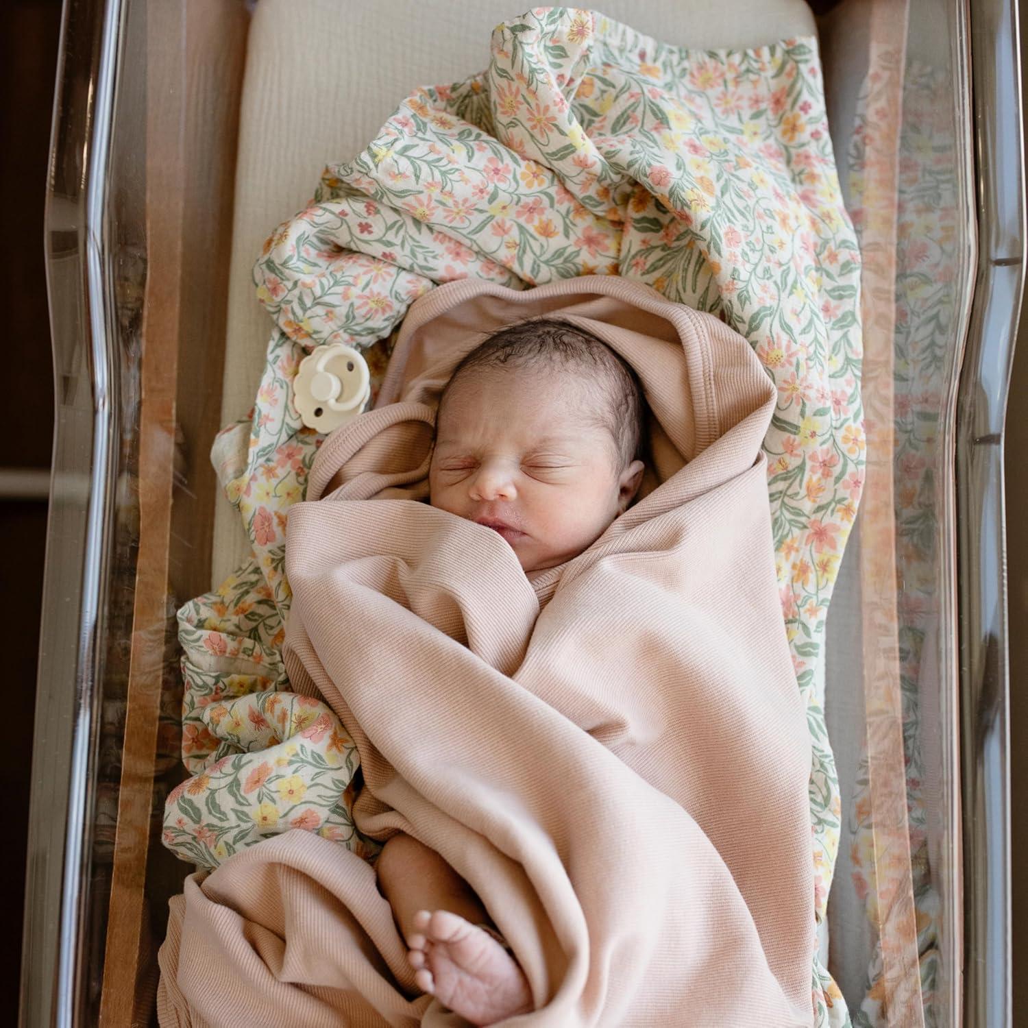Pastel Blooms Organic Cotton Muslin Baby Swaddle Blanket