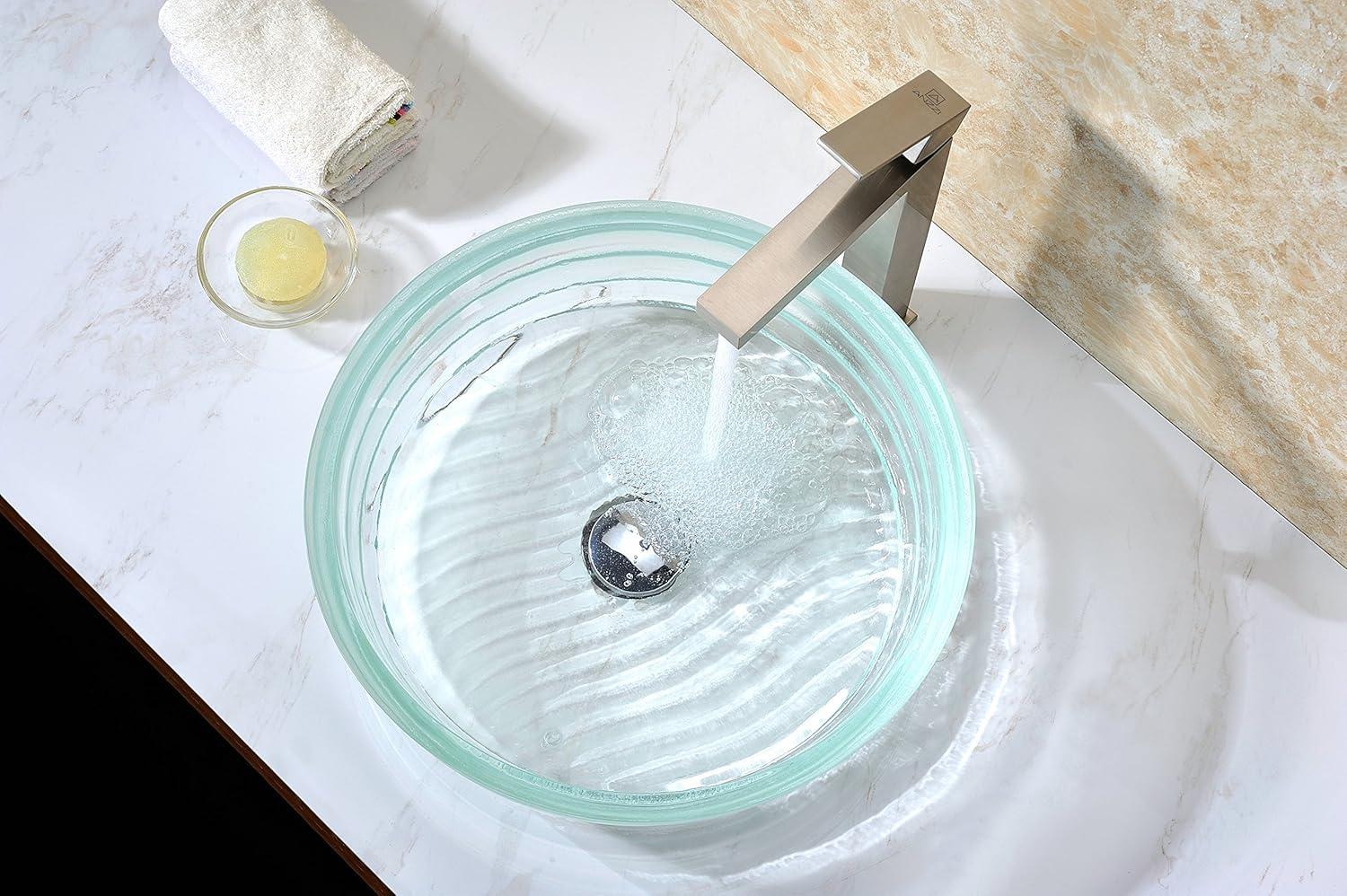 Canta Series Deco-Glass Vessel Sink In Lustrous Translucent Crystal