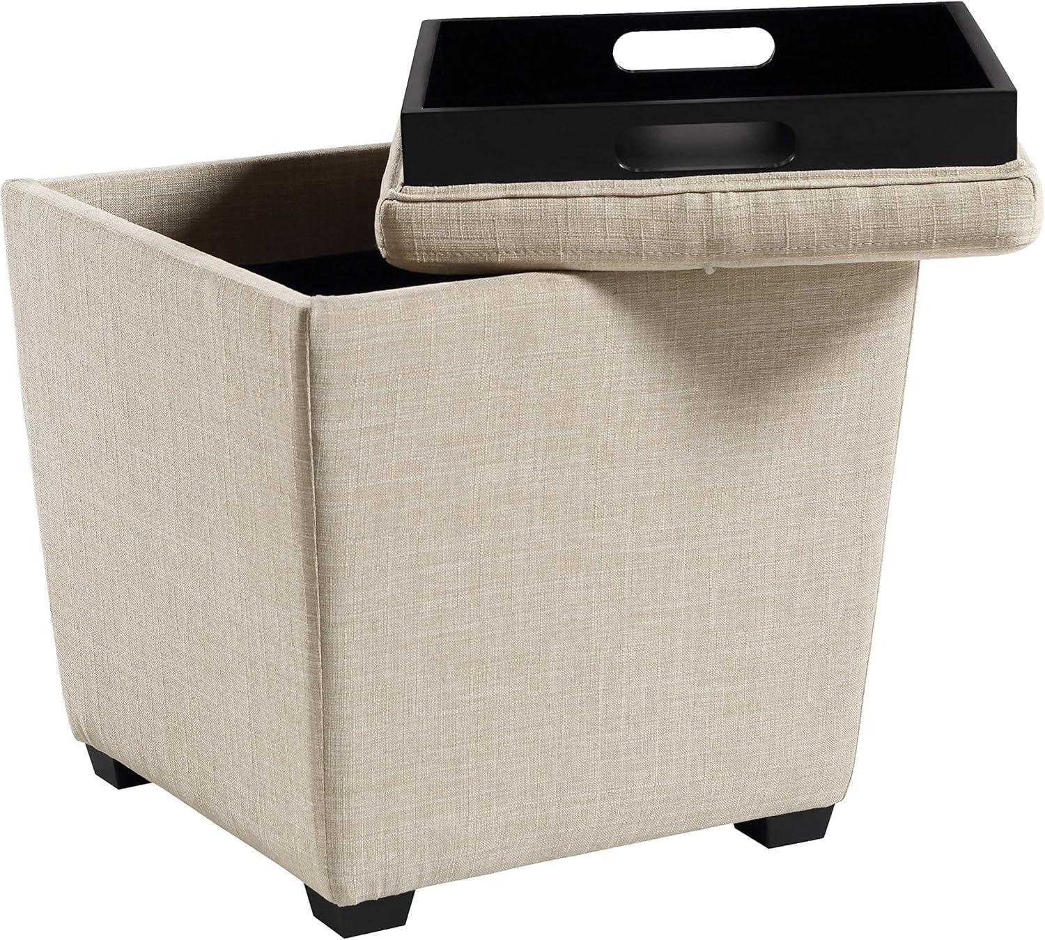 Rockford Storage Ottoman in Cream Fabric