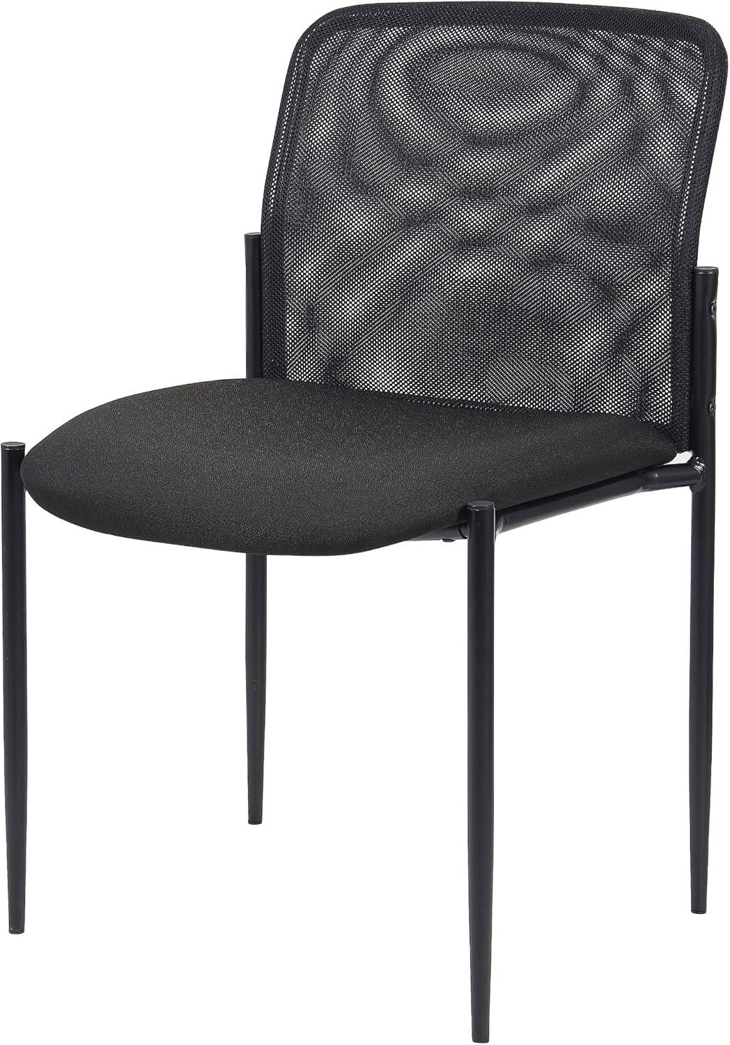 Mesh Guest Chair Black - Boss Office Products: Armless, Stackable, Metal Frame