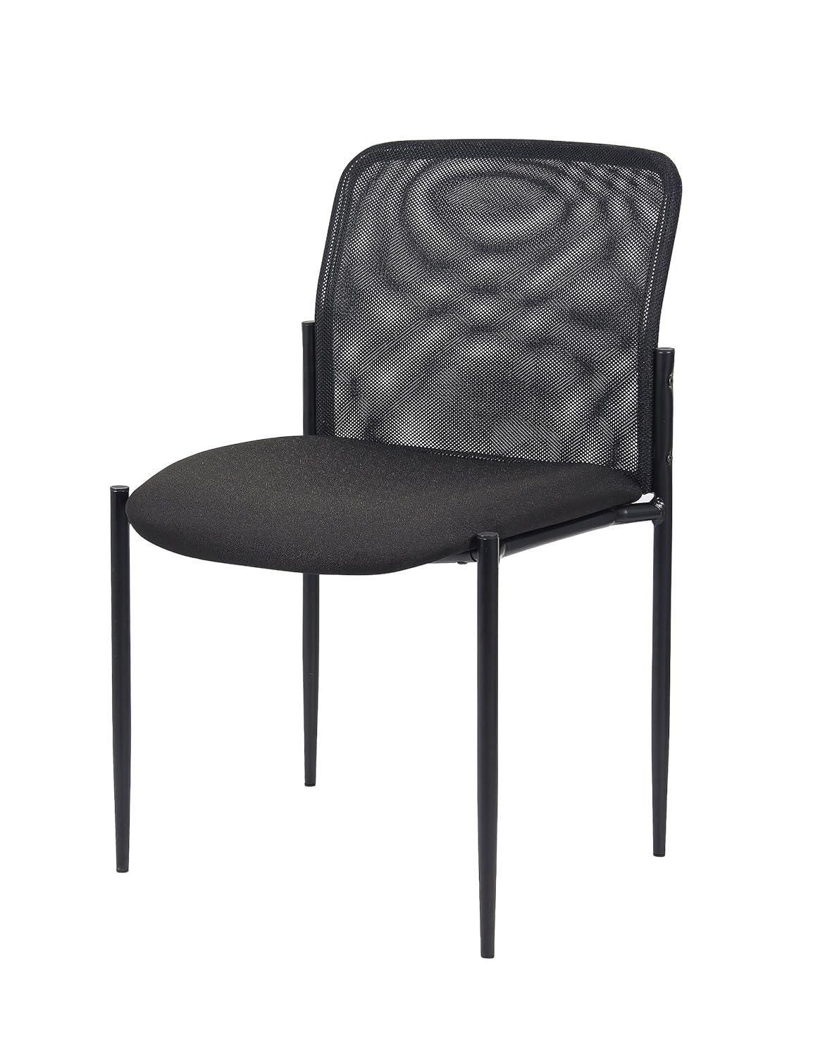 Mesh Guest Chair Black - Boss Office Products: Armless, Stackable, Metal Frame