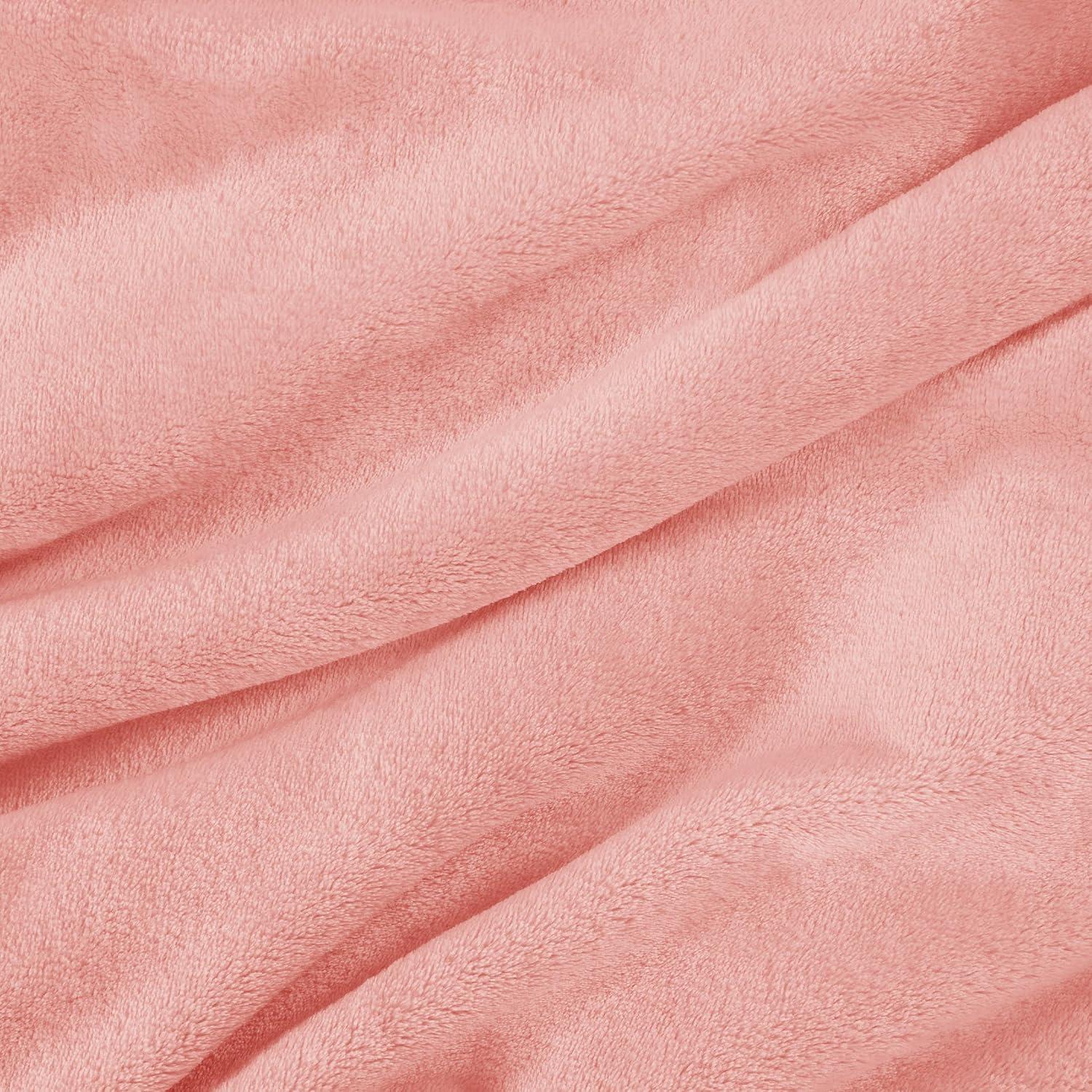 Cozy Comfort Fleece Bed Blankets Queen Size Pink - Soft Lightweight Plush Fuzzy Cozy Blanket, 90X90 inches