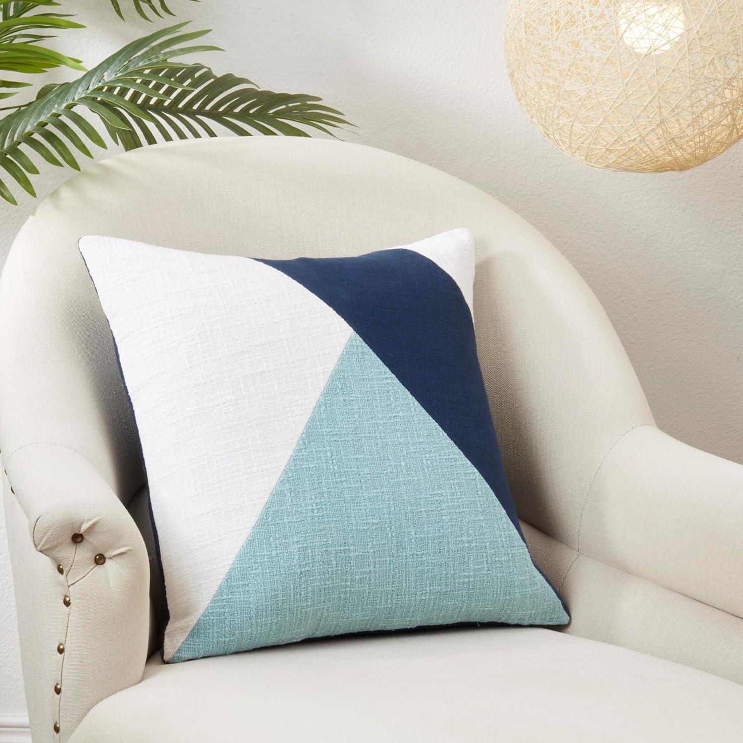 Saro Geo Block Collection Cotton Pillow Cover