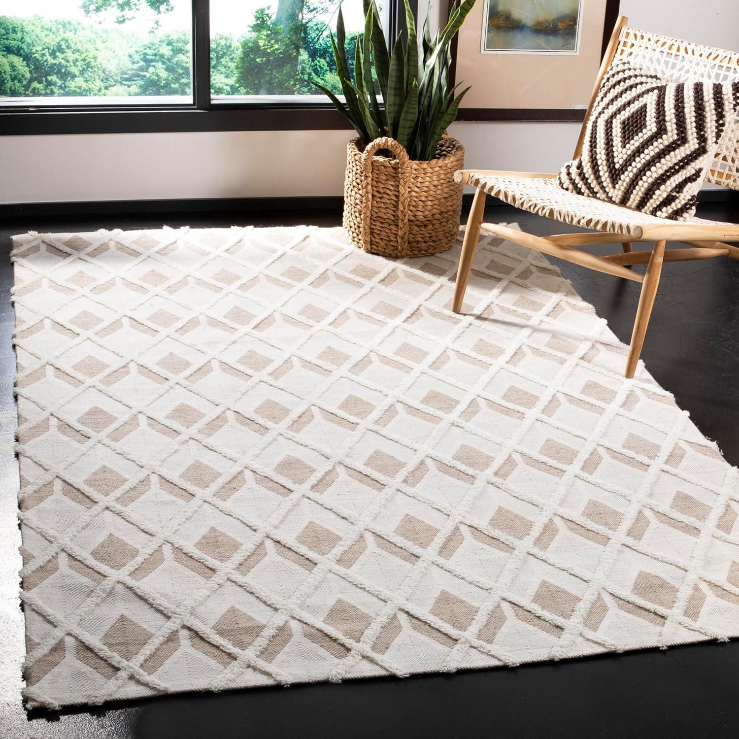 SAFAVIEH Marbella Melyssa Geometric Diamonds Area Rug, Beige/Ivory, 4' x 6'