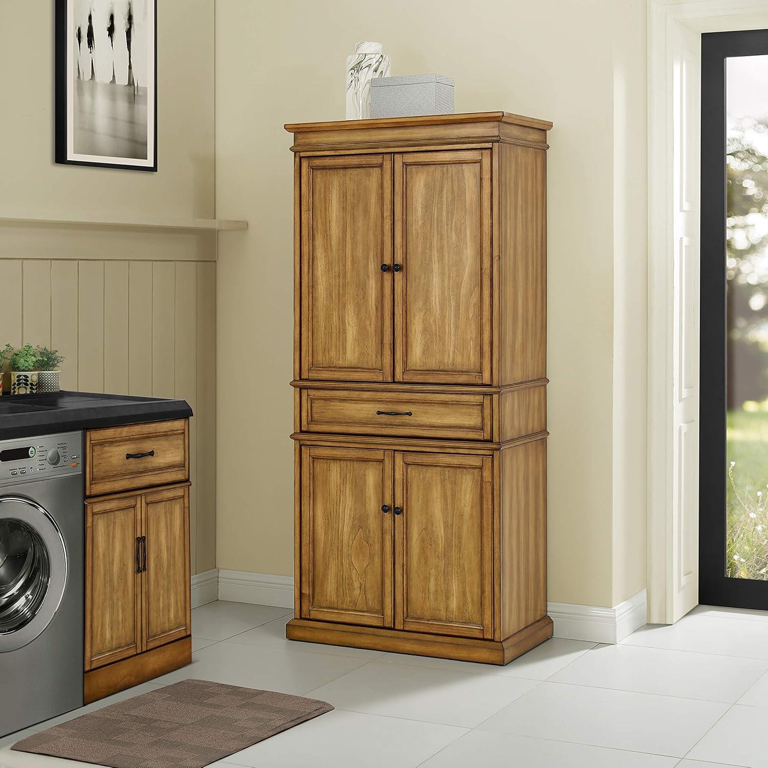 Parsons Pantry Storage Wood/Mahogany - Crosley: Adjustable Shelving, Drawer, Traditional Style