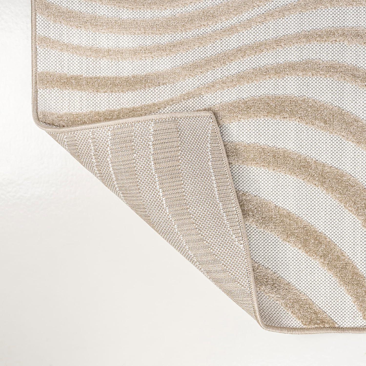 JONATHAN Y Maribo High-Low Abstract Groovy Striped Beige/Cream 8 ft. x 10 ft. Indoor/Outdoor Area Rug