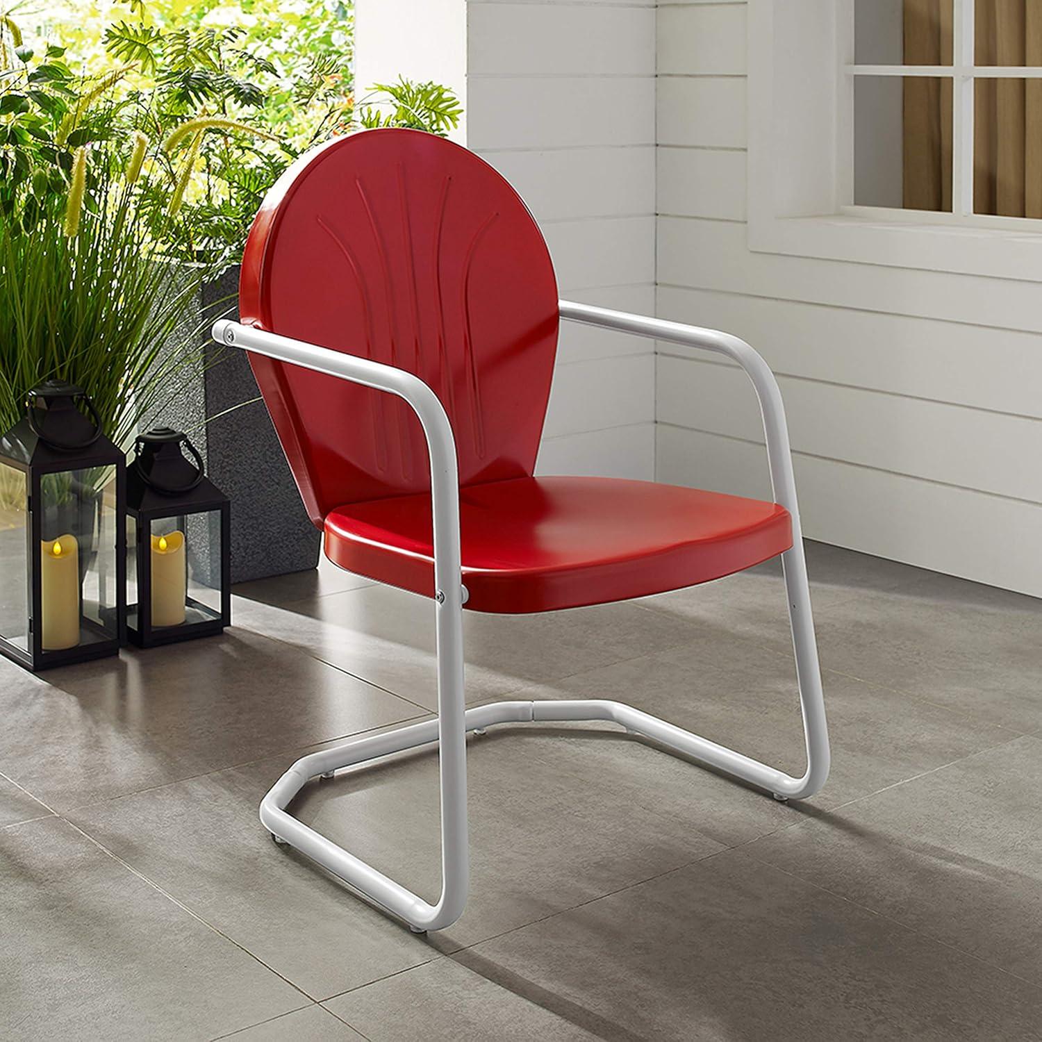 Crosley Furniture Griffith Metal Patio Chair in Bright Red Gloss