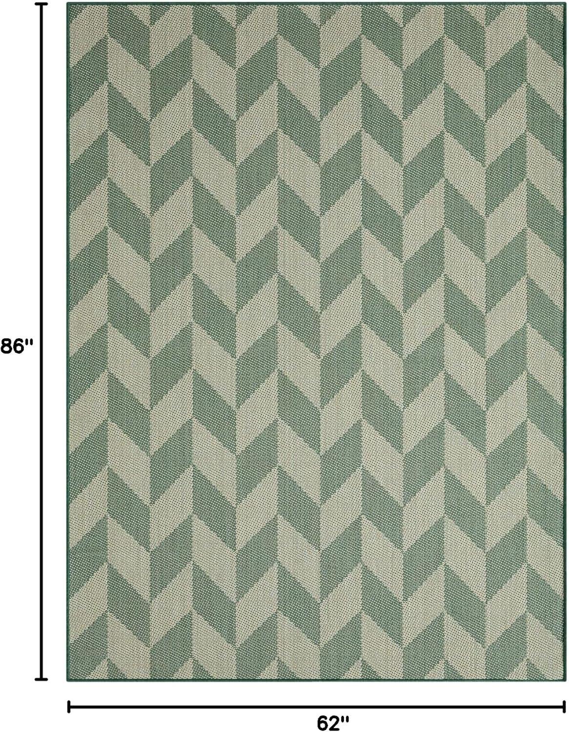 NICOLE MILLER NEW YORK Patio Country Calla Herringbone Indoor/Outdoor Area Rug, Beige/Green