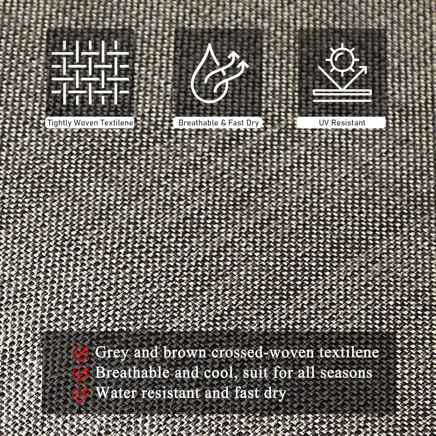 Gray Textilene Fabric High Back Outdoor Dining Chairs with Steel Frame