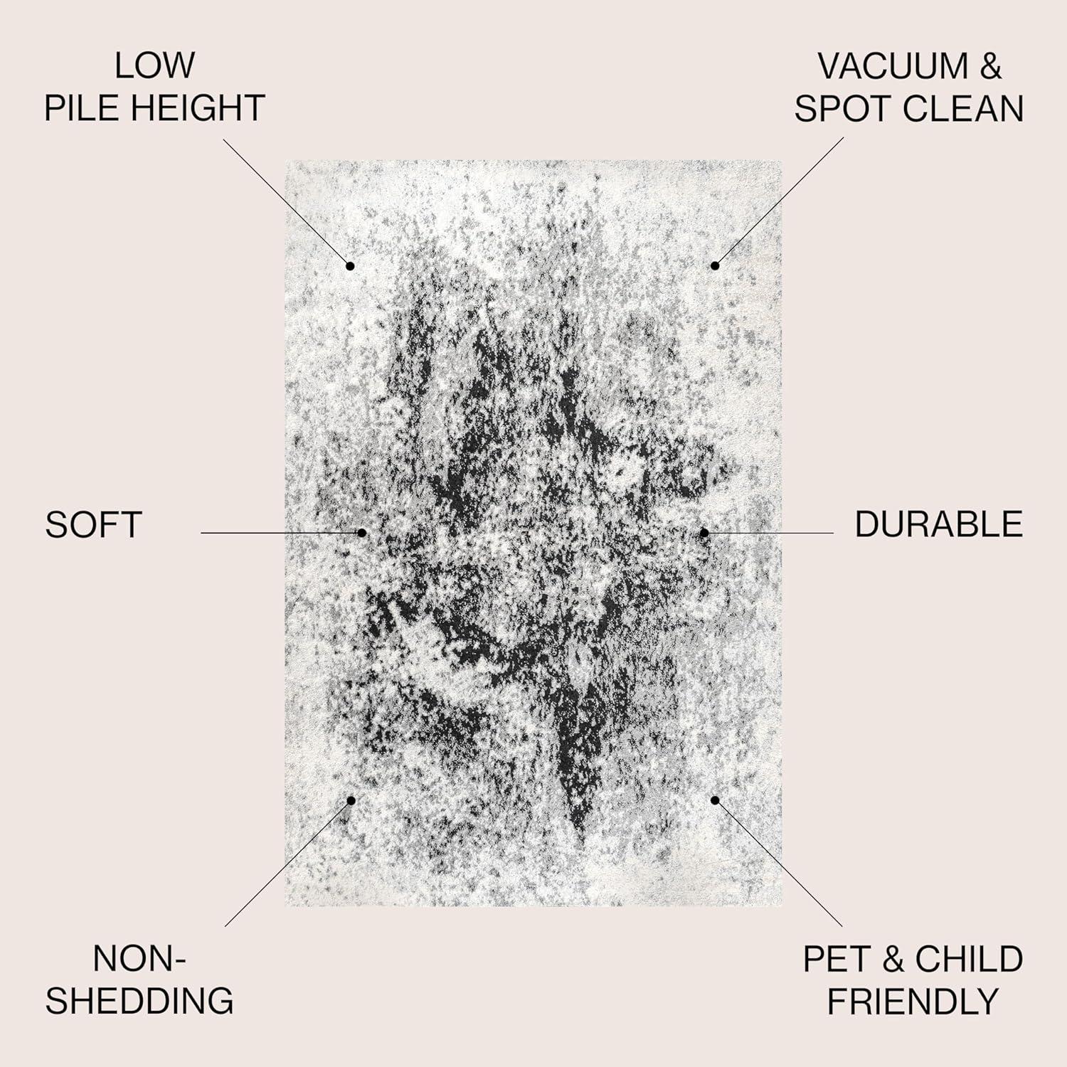 3'x5' Dune Modern Abstract Area Rug, Cream/Gray - JONATHAN Y