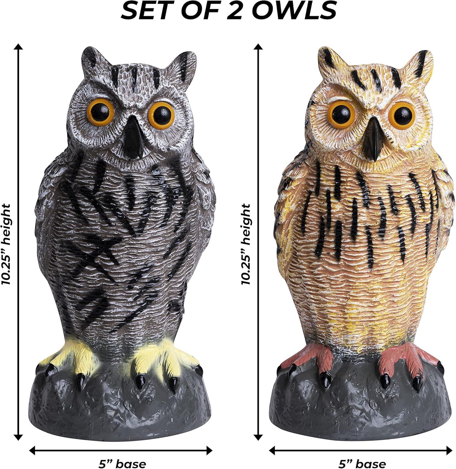 2Pack Fake Owl Decoy to Keep Birds Away Garden Decoration Bird Scare Devices for Garden Outdoor Yard