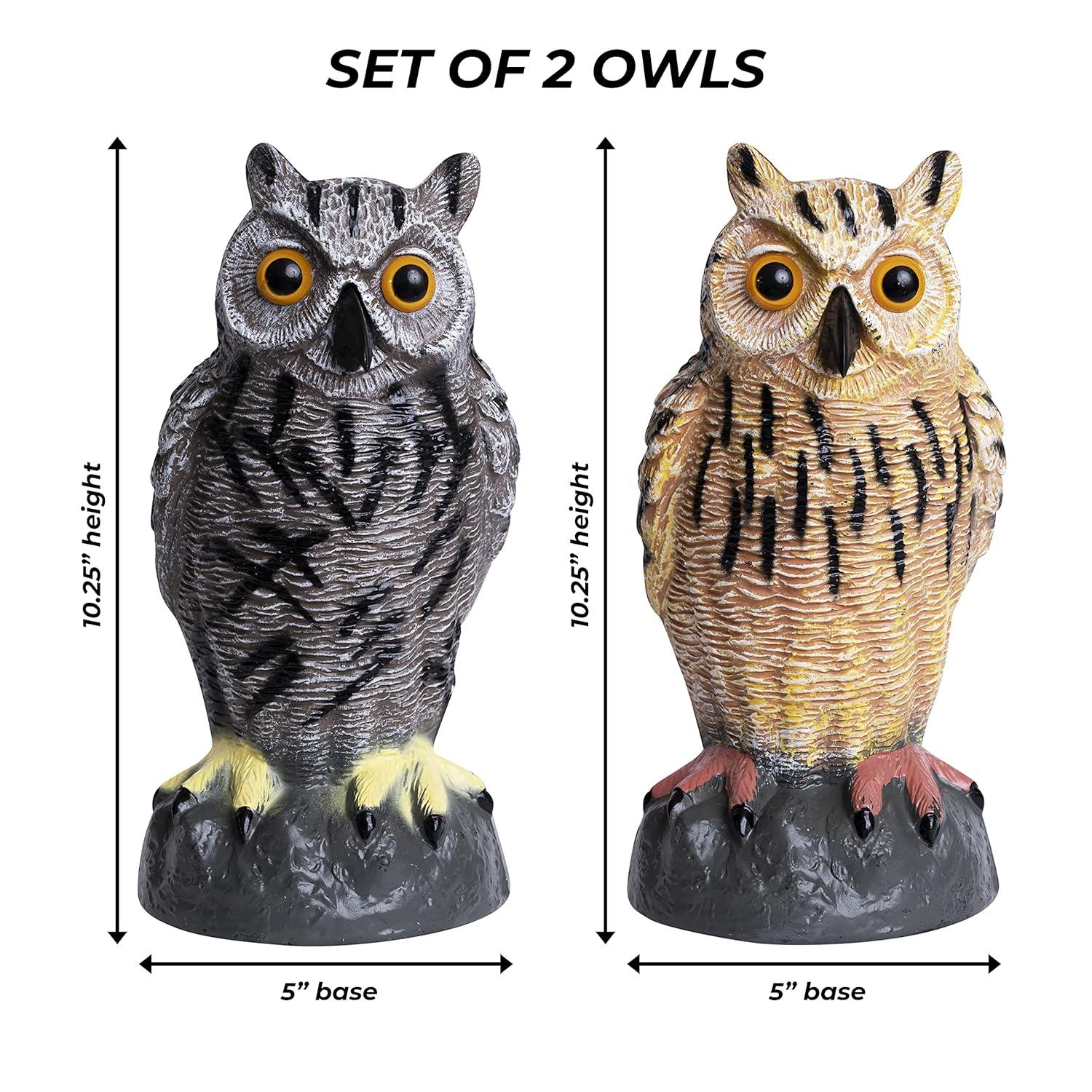 2Pack Fake Owl Decoy to Keep Birds Away Garden Decoration Bird Scare Devices for Garden Outdoor Yard