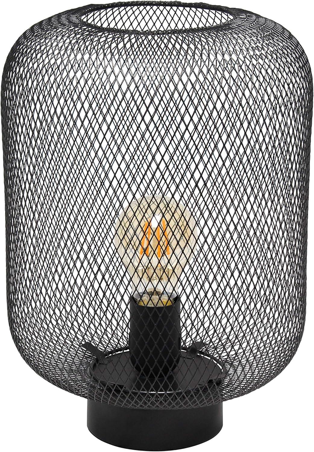 Metal Mesh Industrial Table Lamp Black - Simple Designs: ETL Listed, No Assembly Required