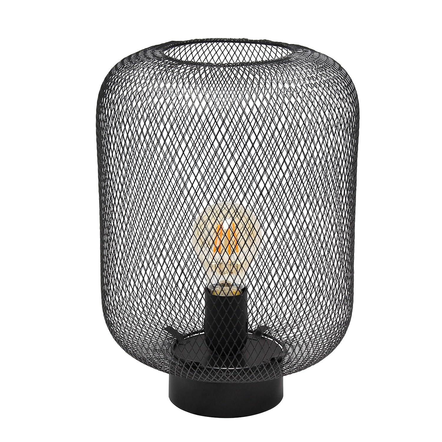 Metal Mesh Industrial Table Lamp Black - Simple Designs: ETL Listed, No Assembly Required