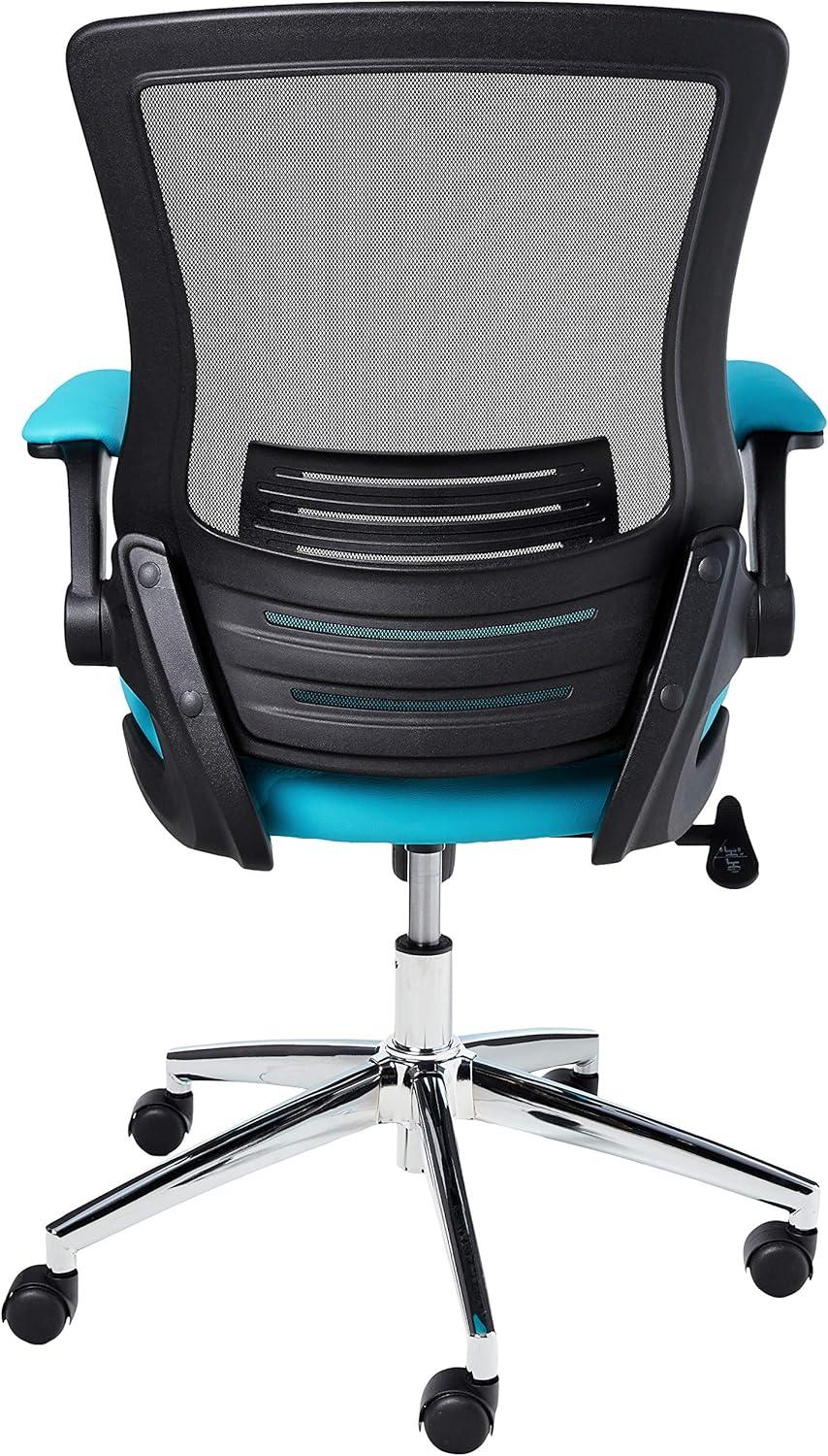 Elegant Blue Faux Leather Executive Swivel Chair with Chrome Base