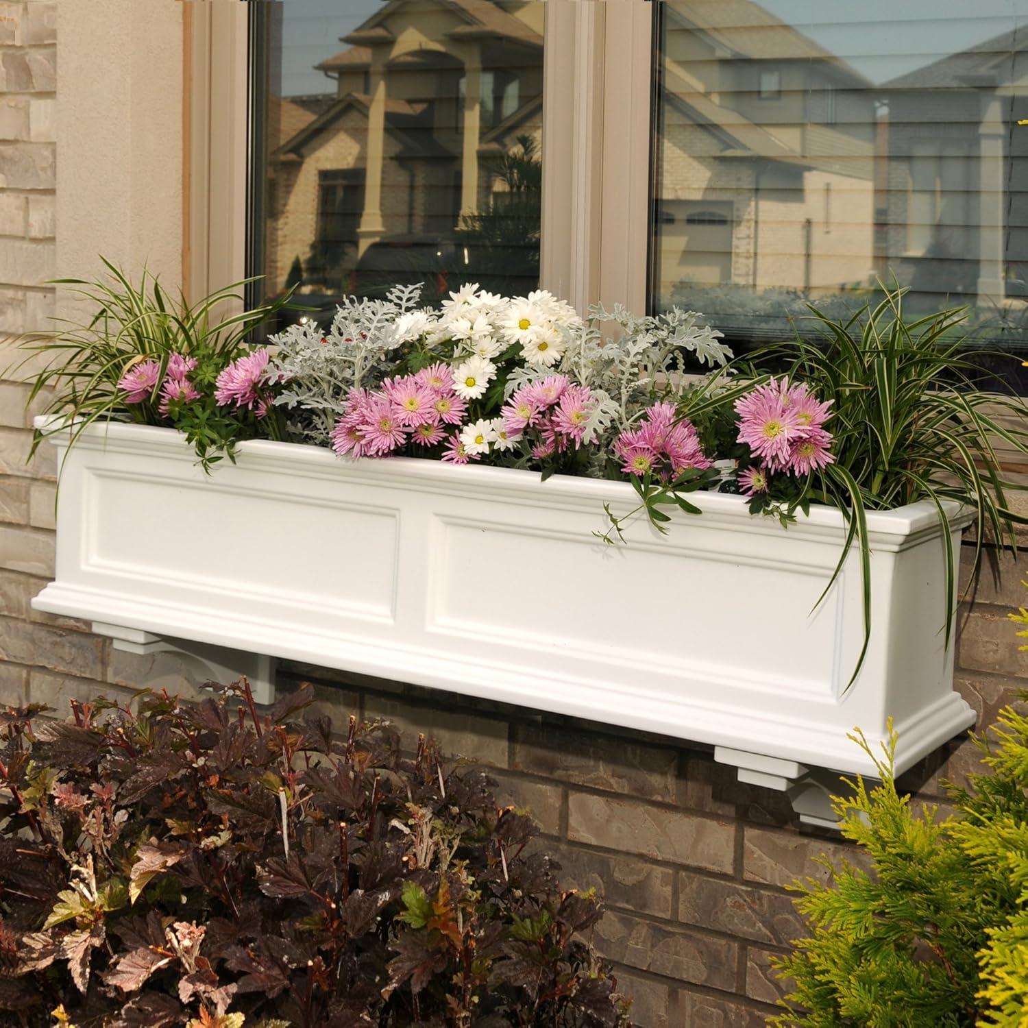 Fairfield White Polyethylene Self-Watering Window Box Planter