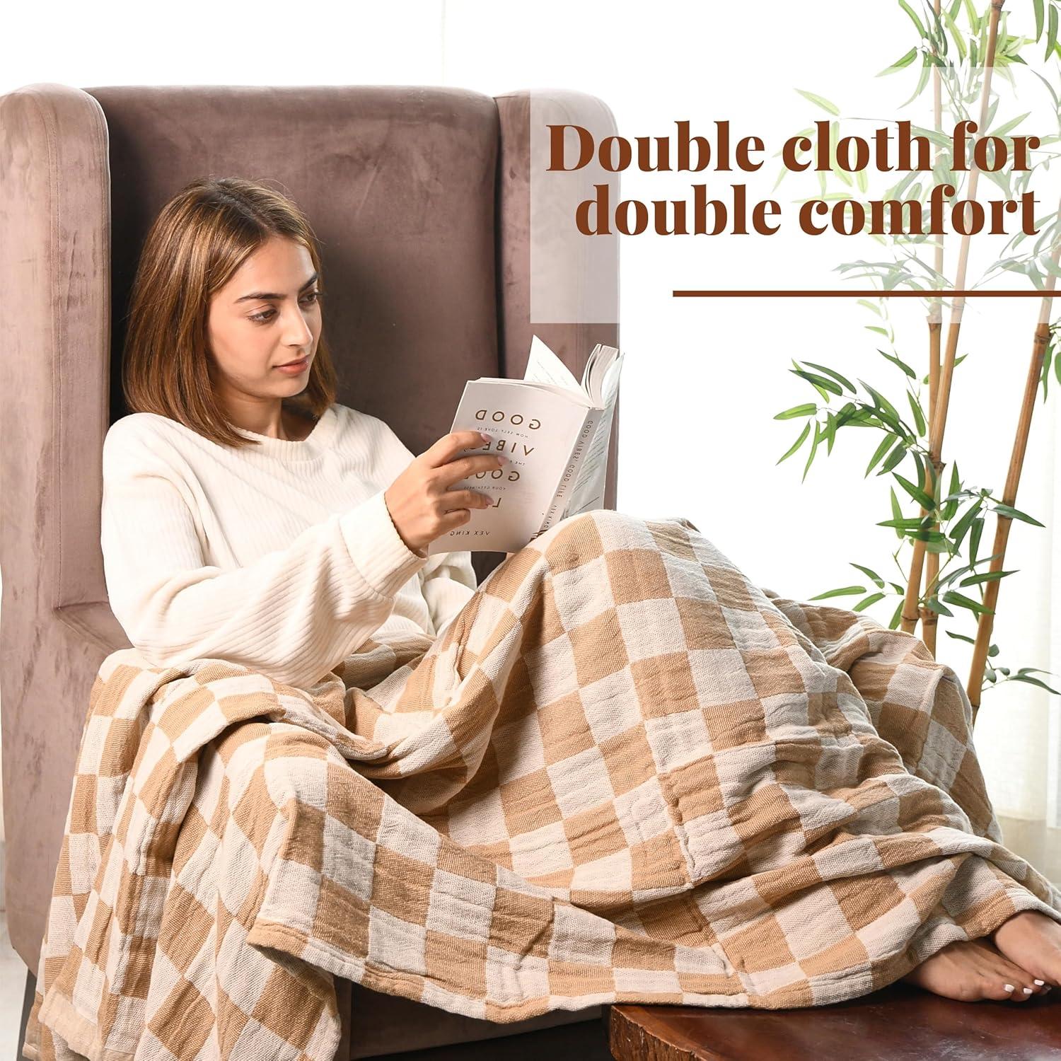 Folkulture Throws for Couch 50" x 60", 100% Recycled Cotton Couch Blanket and Throws for Chair, Throw Blanket for Couch or Bed Throws for Sofa, Boho Throw Blankets.