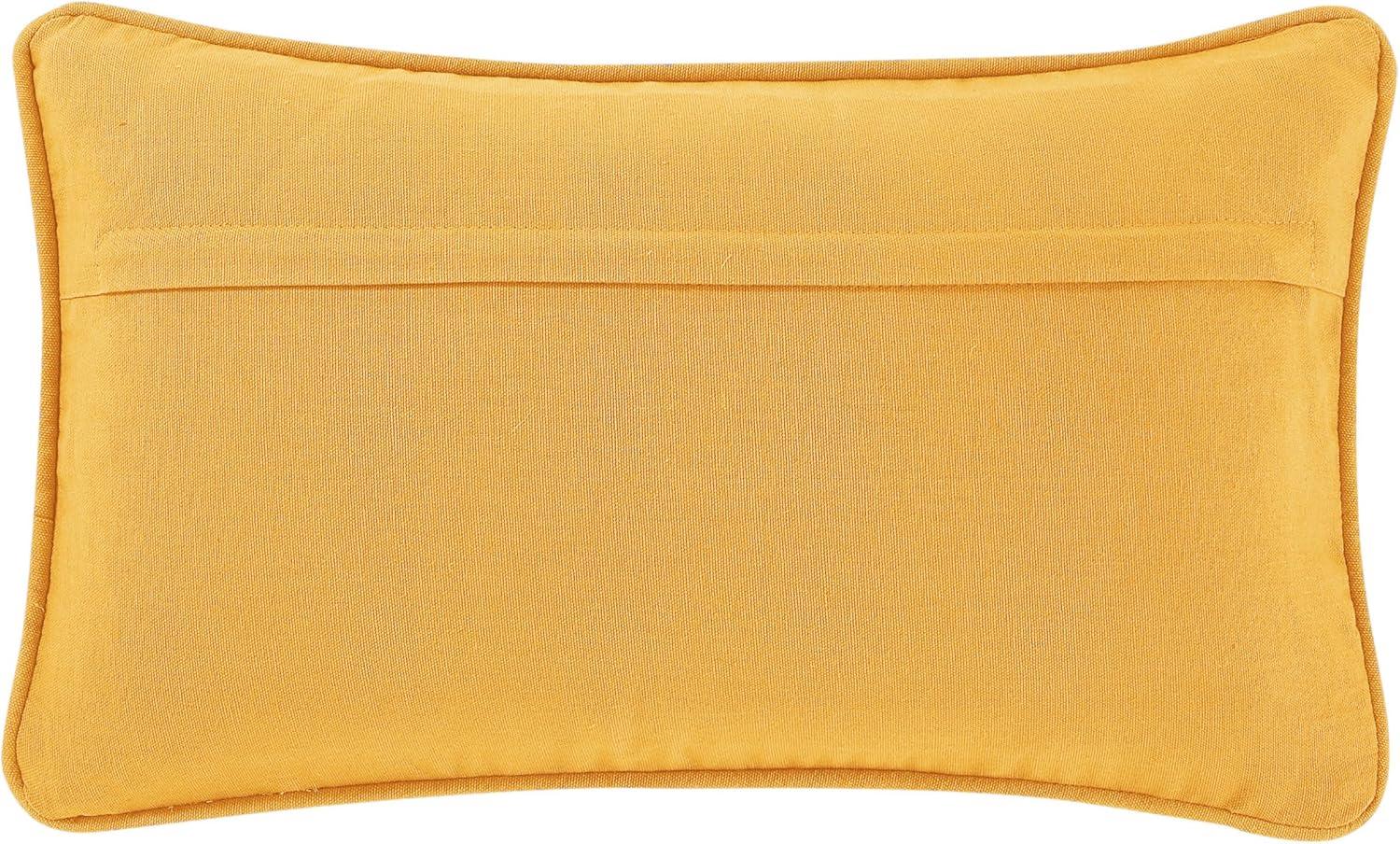 Mustard Yellow Rectangular Woven Cotton and Jute Throw Pillow