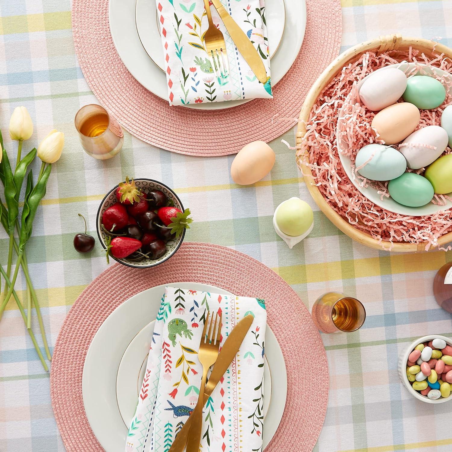 Sweet Spring Plaid Tablecloth 70 Round