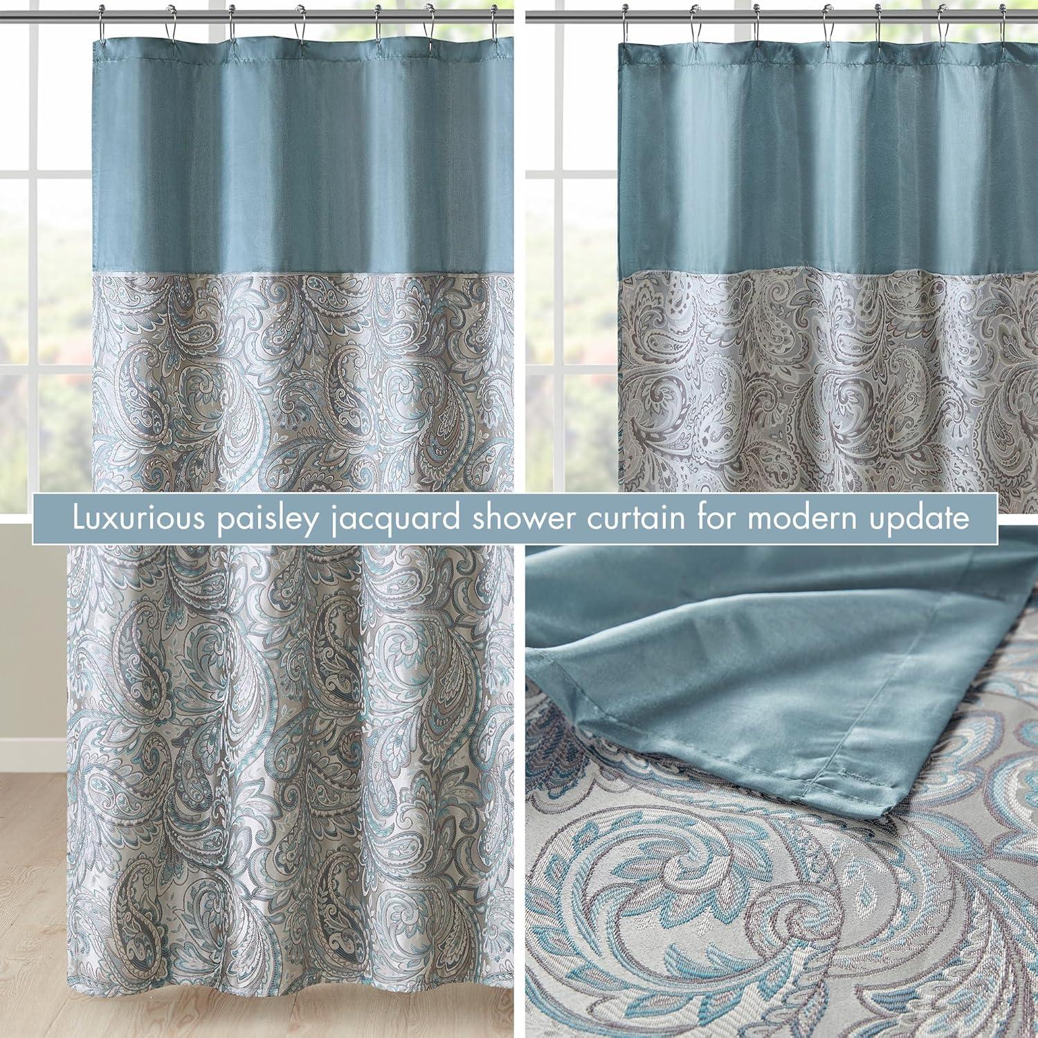 Madison Park Aubrey Paisley Jacquard Shower Curtain