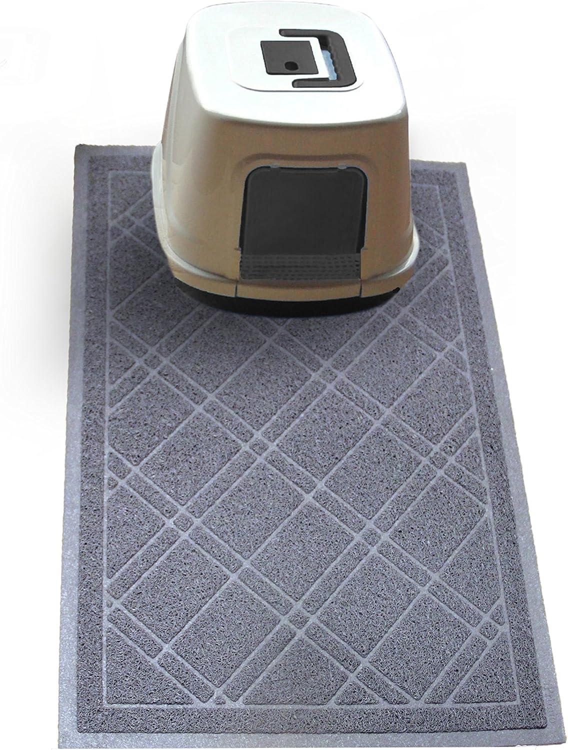 iPrimio Cat Litter Mat - Traps Litter from Paws and Box - Extra Soft Mesh – Phthalate & BPA Free - Suitable for Giant, Jumbo, Small Cats and Kittens - Extra Large (35” x 23.5”) - Blue Gray