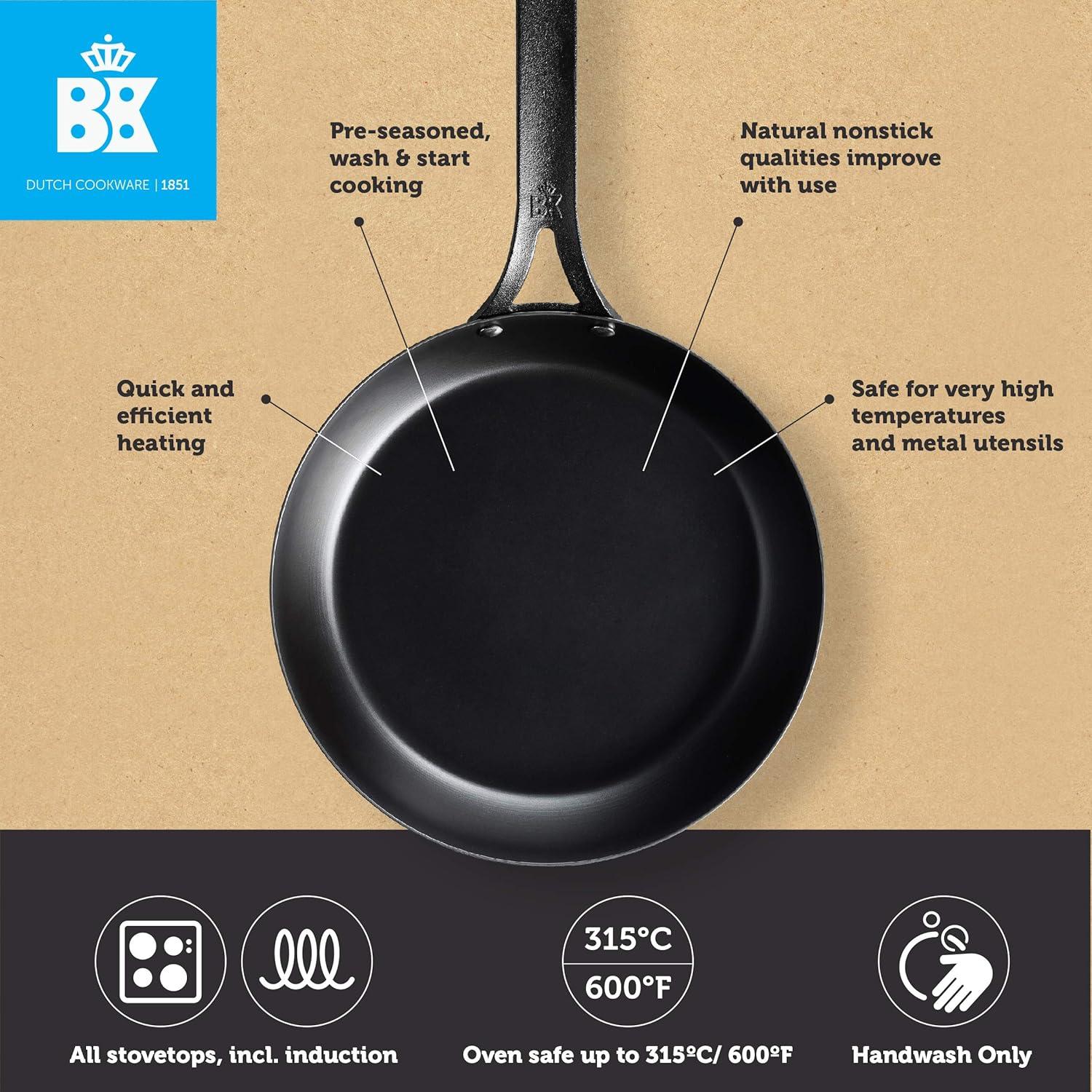 BK Black Steel Seasoned Carbon Steel Skillet, 10"