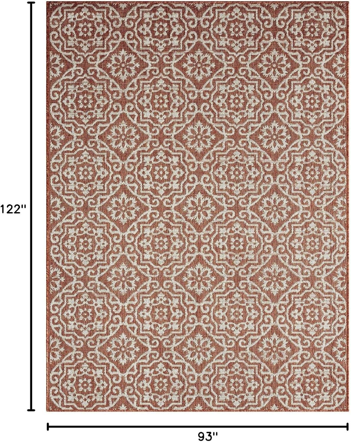 NICOLE MILLER NEW YORK Country Danica Geometric Indoor/Outdoor Area Rug, Terracotta/Ivory
