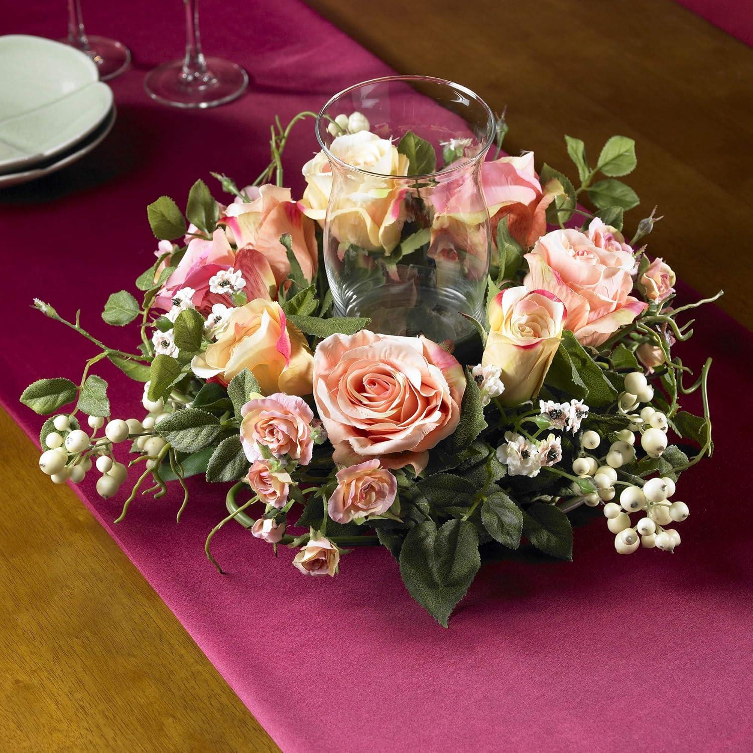 Nearly Natural 4685-AP Rose Candelabrum Decorative Silk Flower Arrangement, Pastel