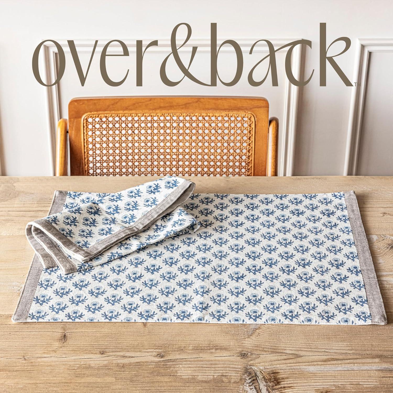 over&back Set of 4 Hand-Blocked Placemats - 100% Cotton - Machine Washable - Kitchen and Home Décor