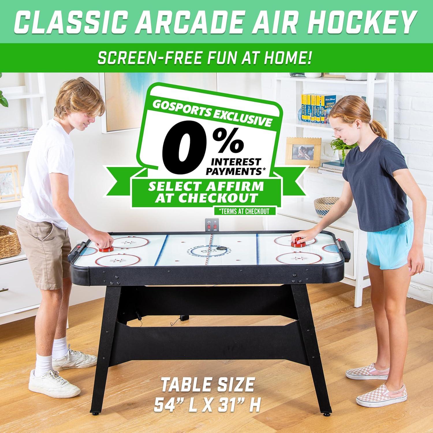 GoSports GoSports 54 Inch Air Hockey Arcade Table for Kids & Adults - Black