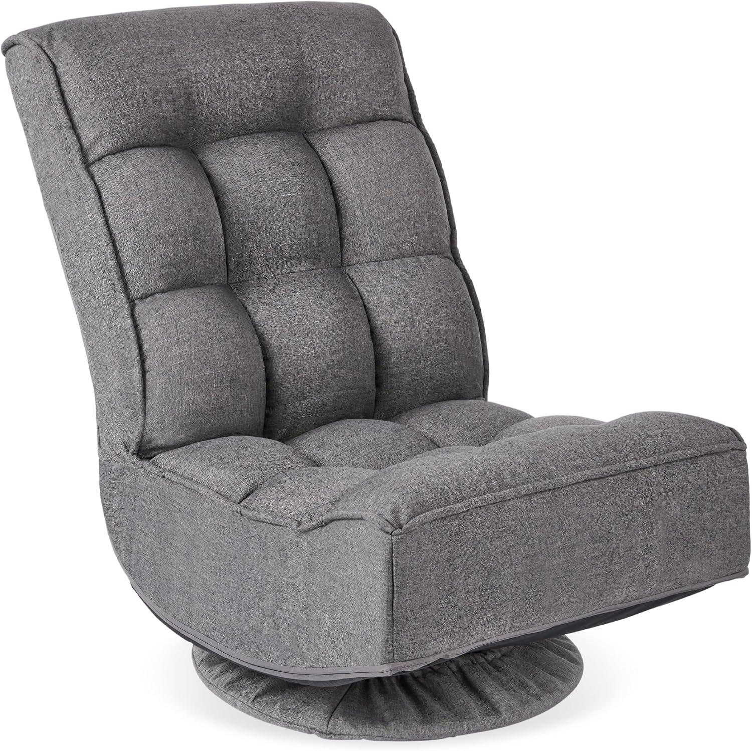 Best Choice Products Folding Floor Gaming Chair for Home, Office w/ 360-Degree Swivel, 4 Positions - Dark Gray