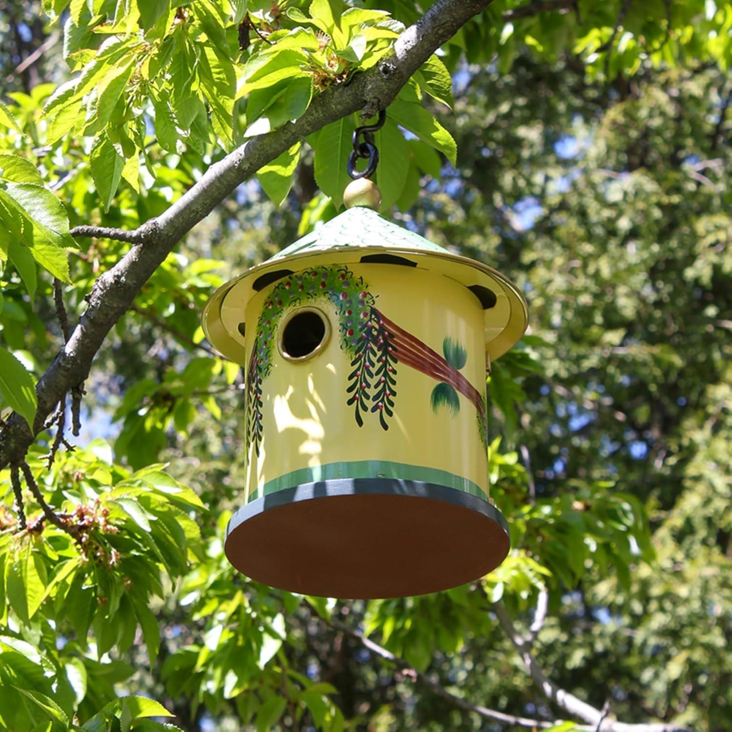 12" Iron Hand Painted Bastion Cottage Birdhouse - ACHLA Designs: Weather-Resistant Metal, No Assembly Required