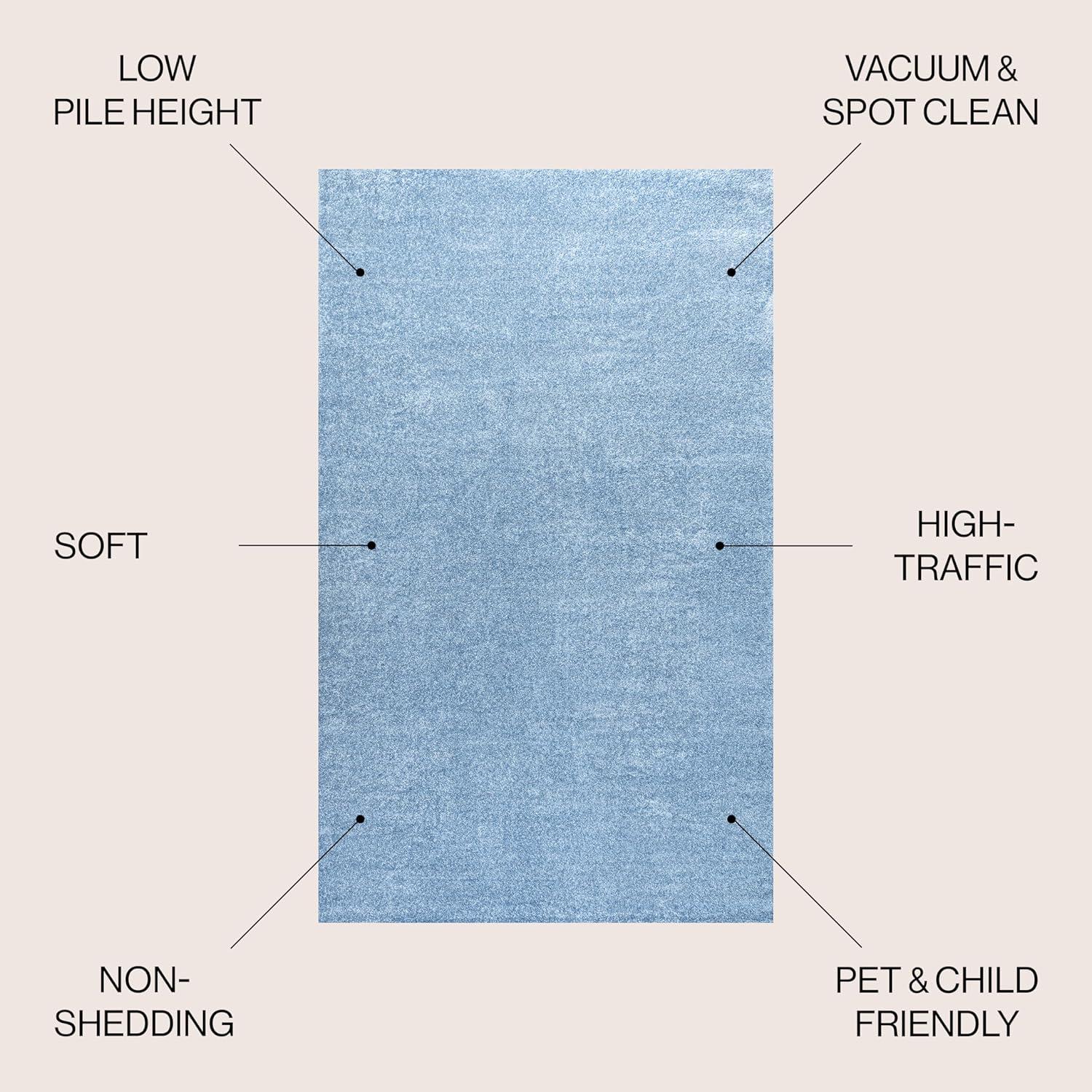 10' X 14' Rectangle Haze Solid Low-Pile Area Rug , Classic Blue - JONATHAN Y