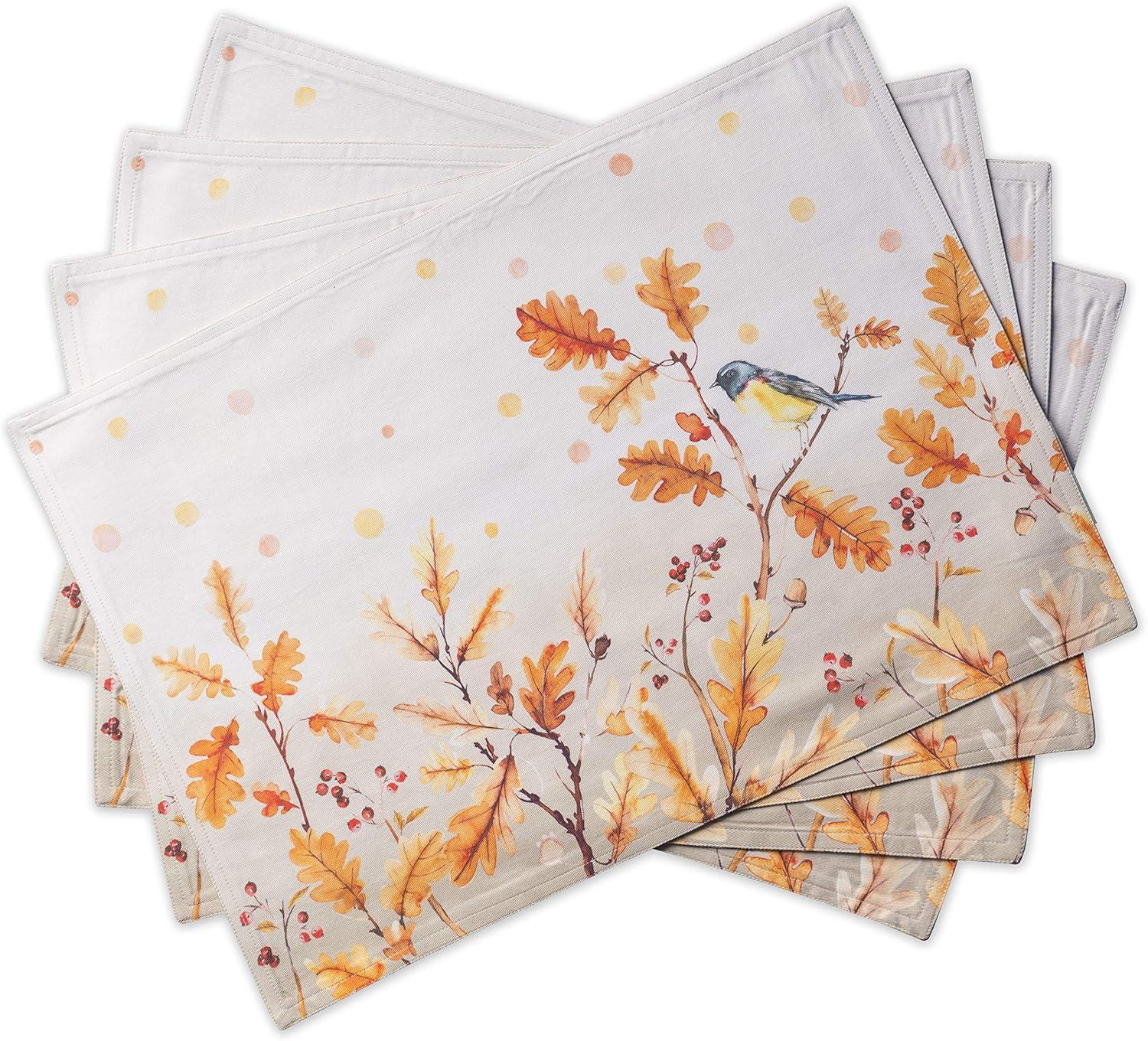 Autumn Oak Leaves Cotton Rectangle Placemats Set of 4