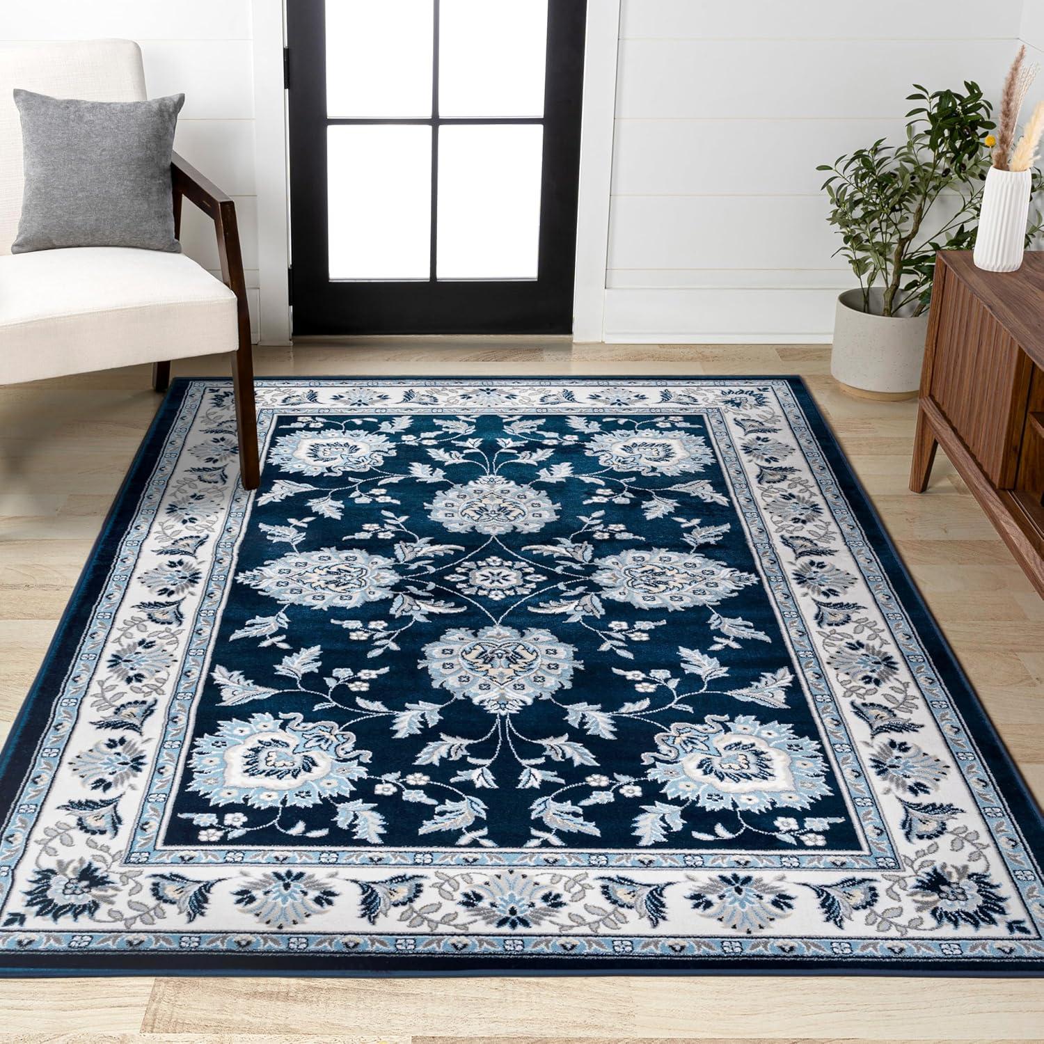 3'x5' Cherie French Cottage Area Rug, Navy/Ivory - JONATHAN Y