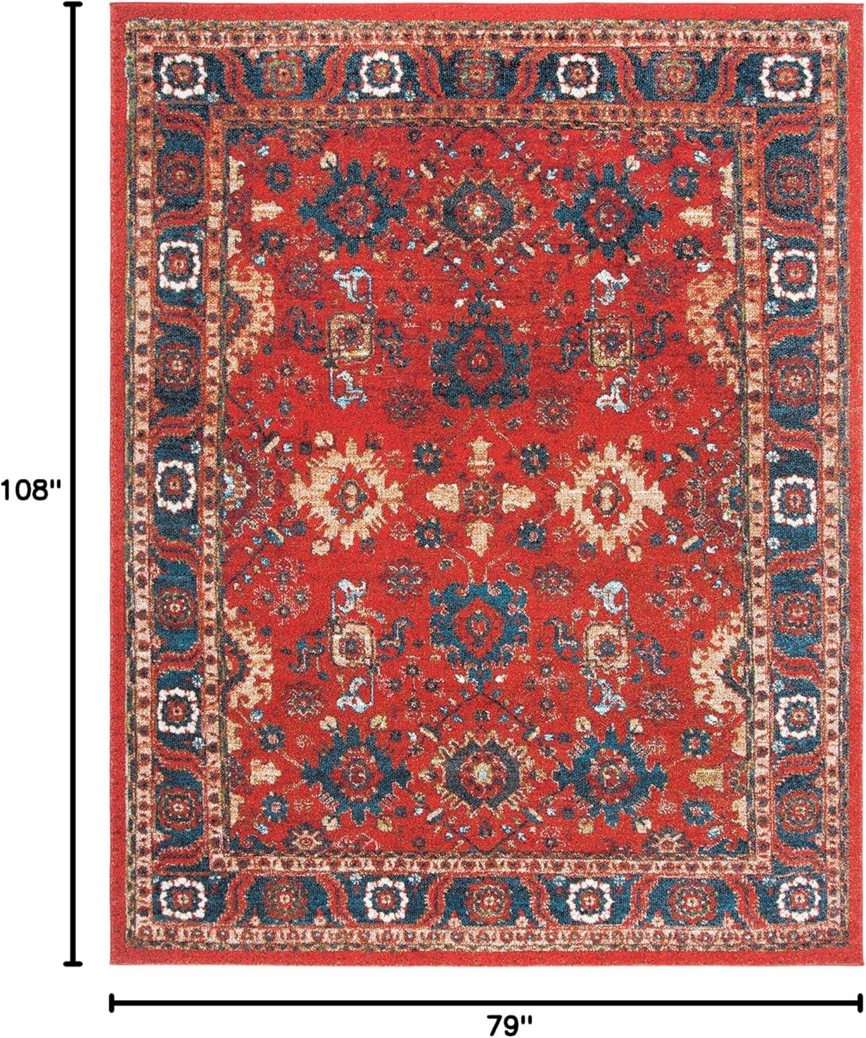 Vintage Hamadan VTH214 Power Loomed Indoor Area Rug - Orange/Blue - 6'7"x9' - Safavieh