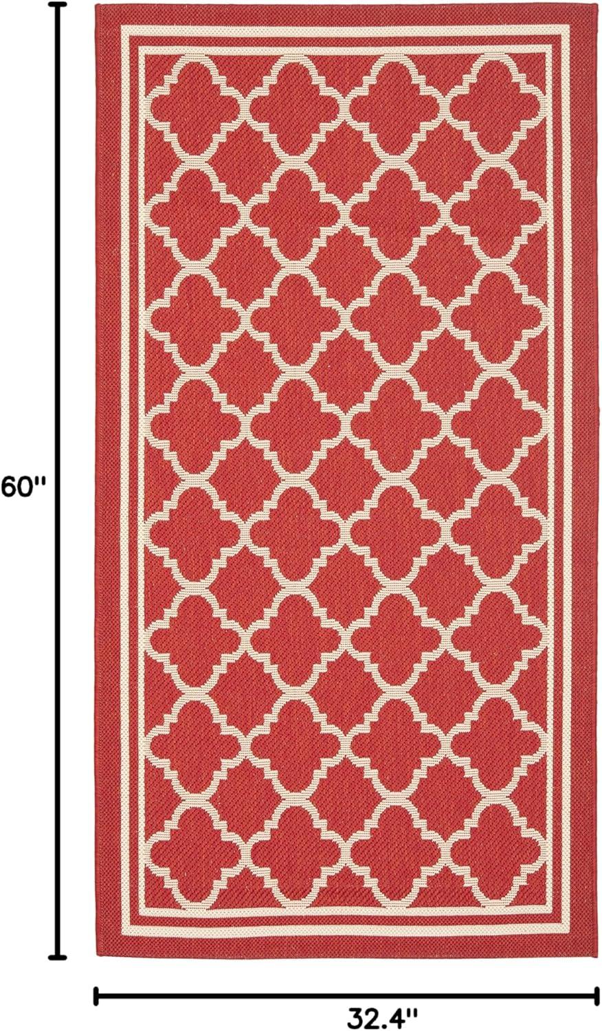 SAFAVIEH Courtyard Alina Geometric Indoor/Outdoor Area Rug, 2'7" x 5', Red/Bone