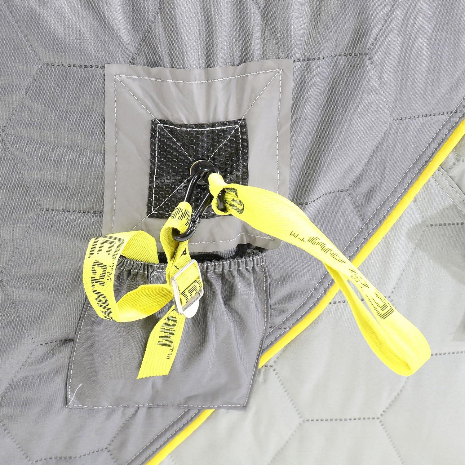 CLAM 14471 Portable 4 to 6 Person 9 Foot Jason Mitchell X5000 Ice Fishing Angler Thermal Hub Shelter Tent with Anchors, Tie Ropes, and Carrying Bag