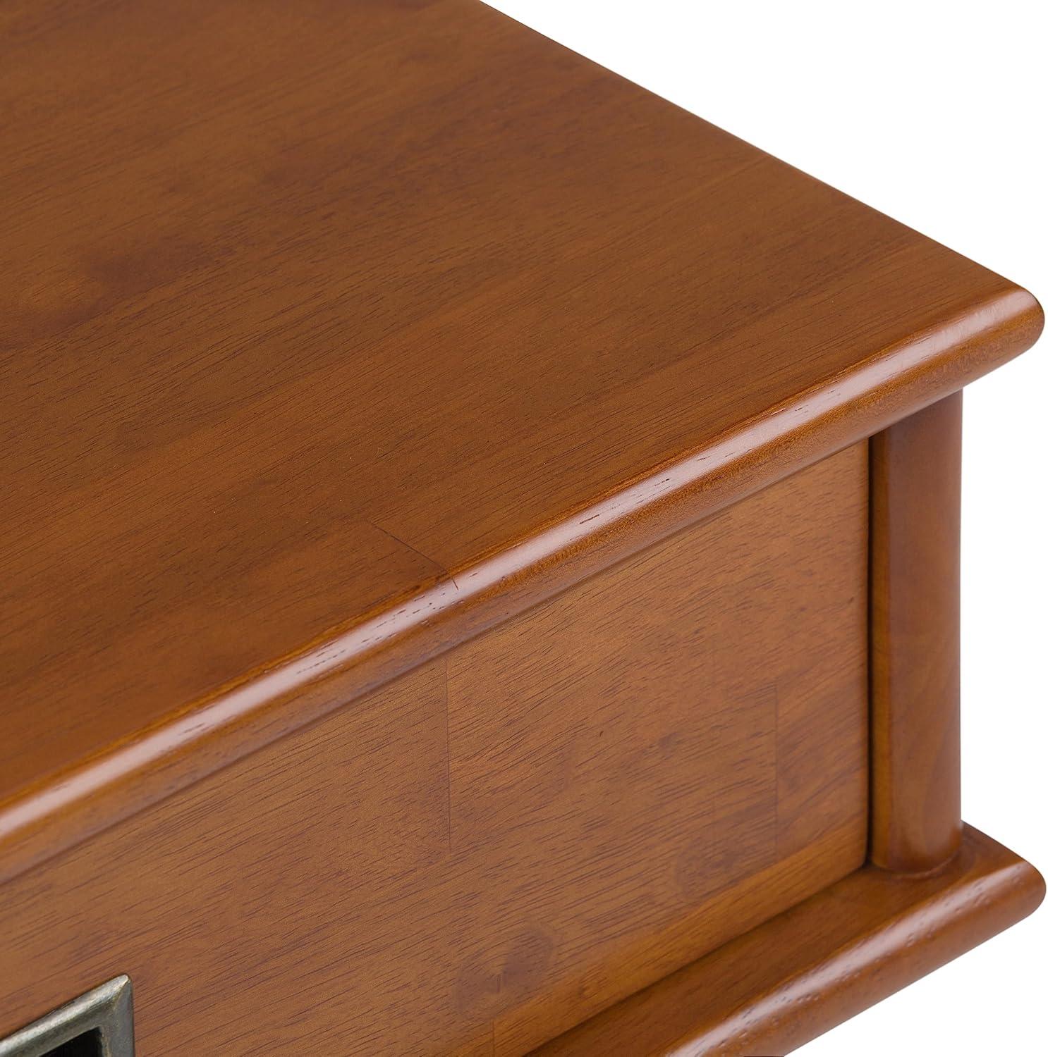 Draper Teak Brown Solid Hardwood End Table with Drawer