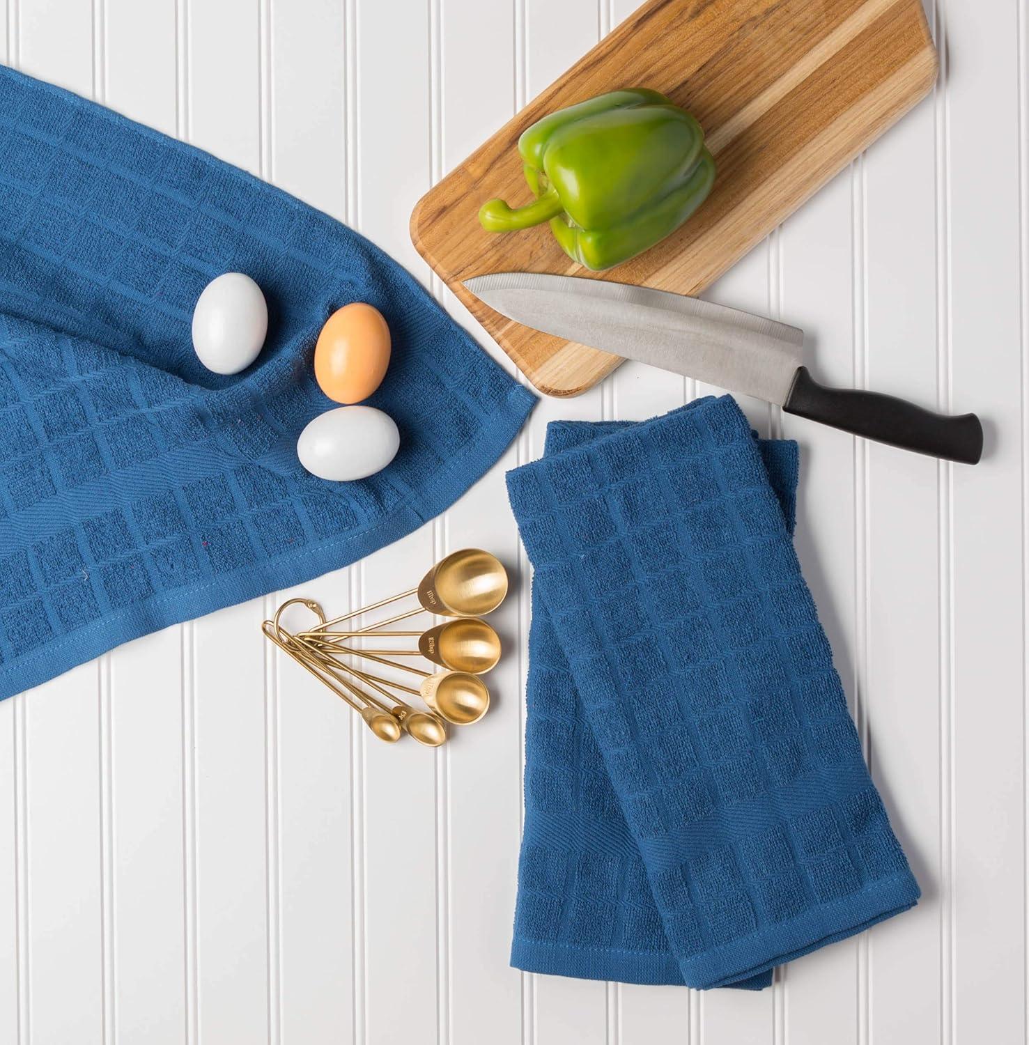 Solid Blue Windowpane Terry Dishtowel (Set of 4)