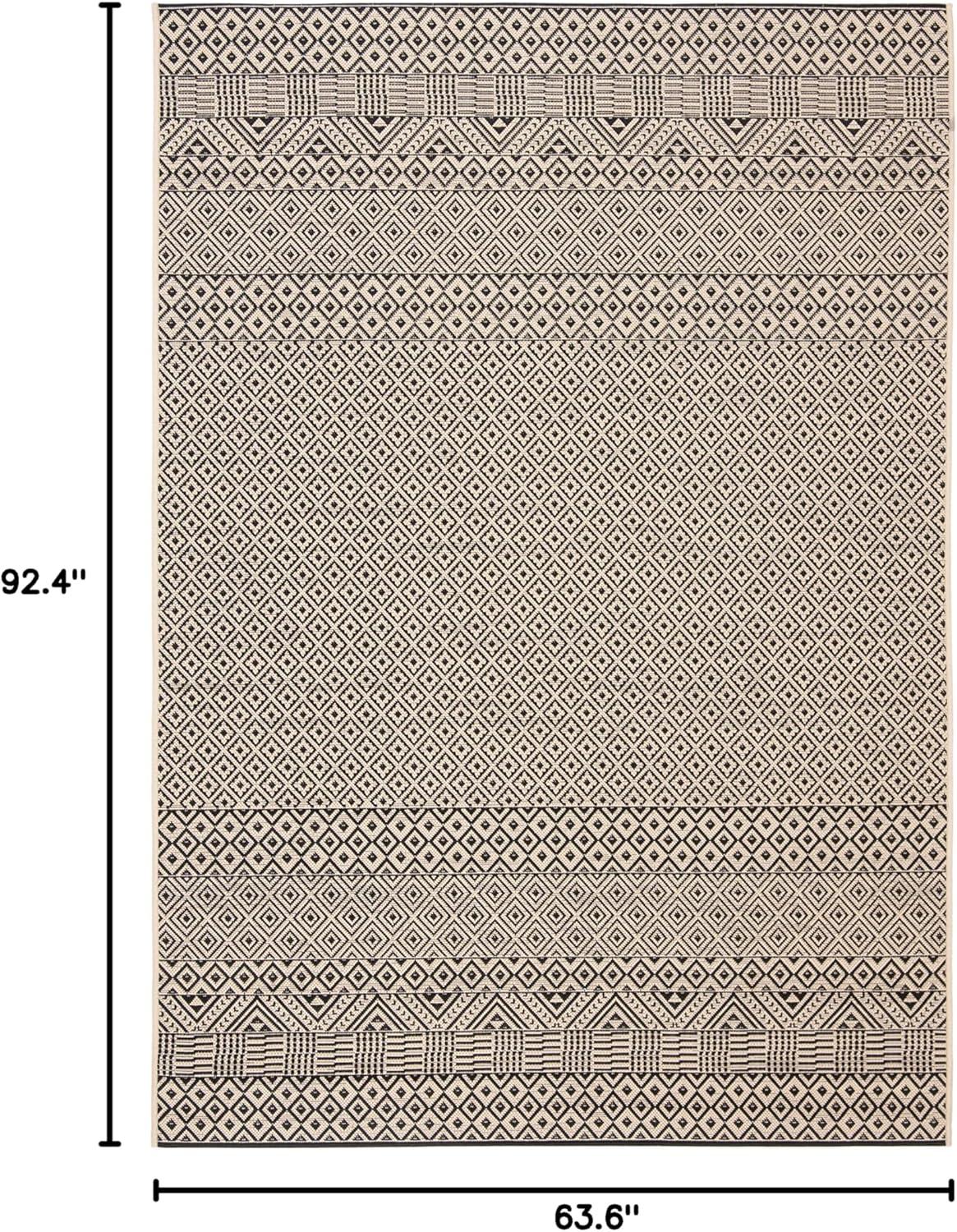 Courtyard CY6235 Power Loomed Indoor and Outdoor Area Rug - Beige/Black - 5'3"x7'7" - Safavieh