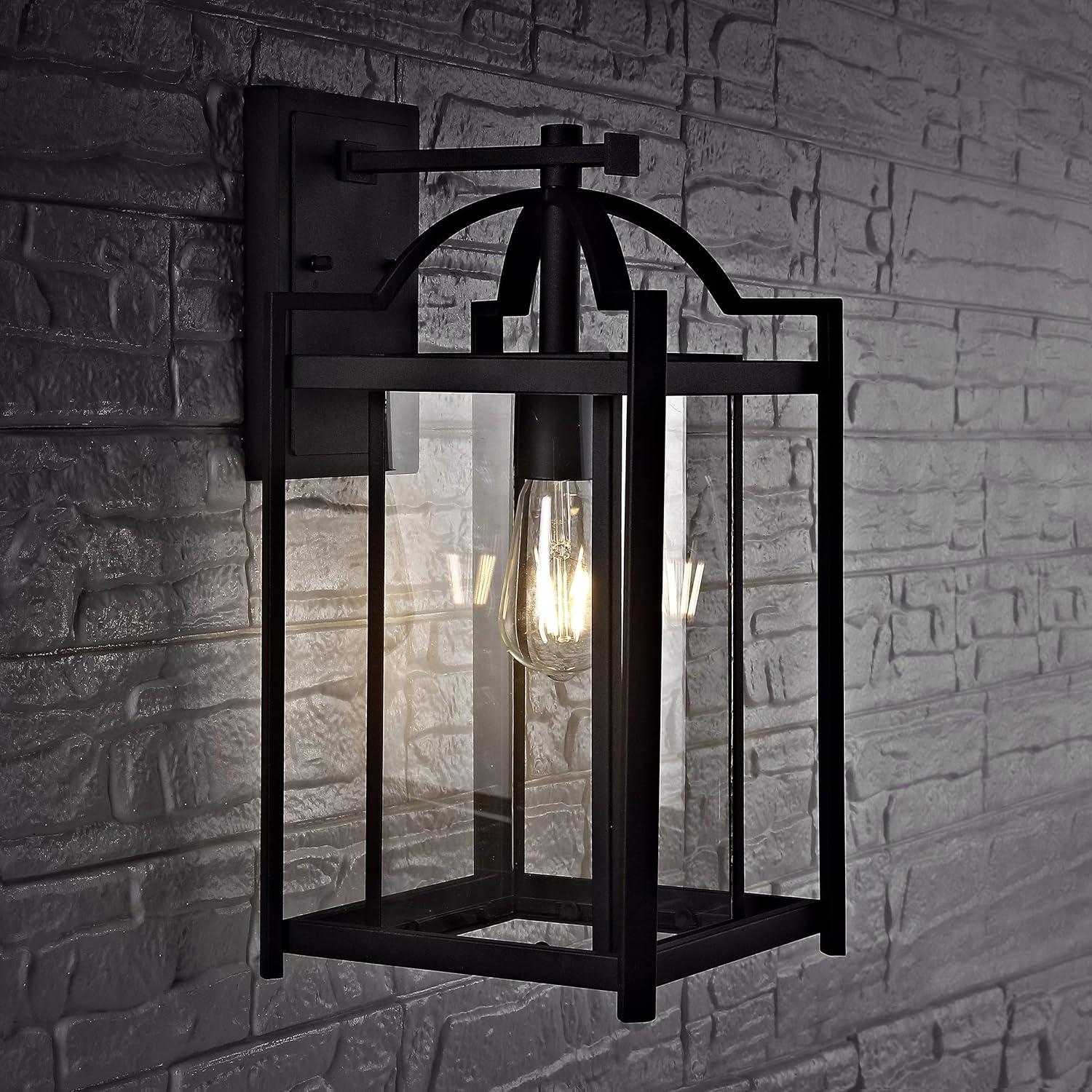 Pagoda-Inspired Black Iron Outdoor Wall Lantern