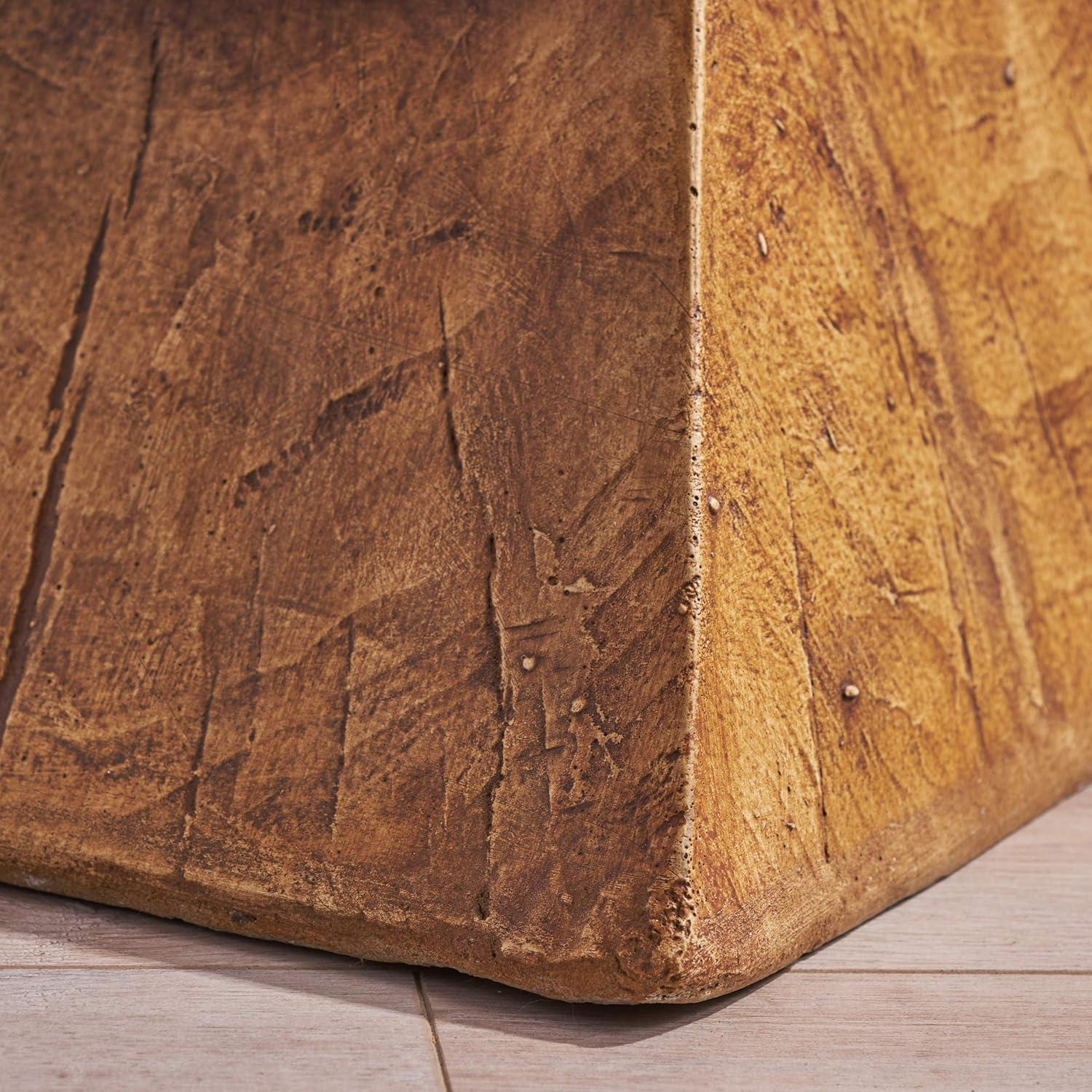 Christopher Knight Home Tess Indoor/Outdoor Geometric Lightweight Concrete Accent Table, Natural Brown