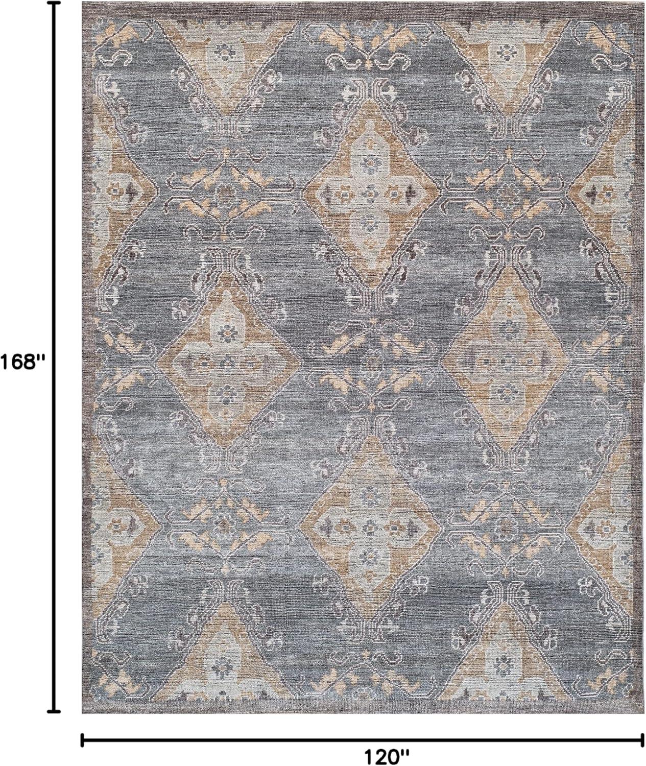 Charcoal and Taupe Hand-Knotted Wool 10' x 14' Area Rug