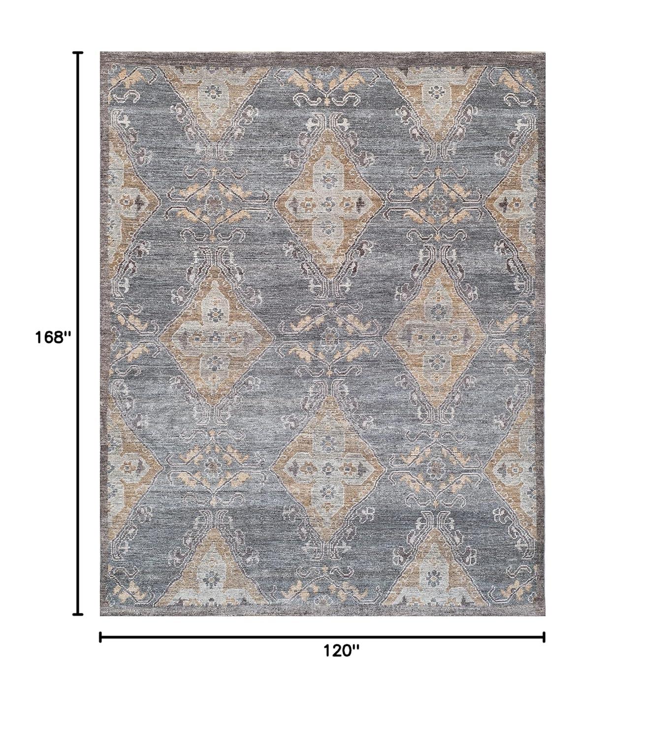 Charcoal and Taupe Hand-Knotted Wool 10' x 14' Area Rug