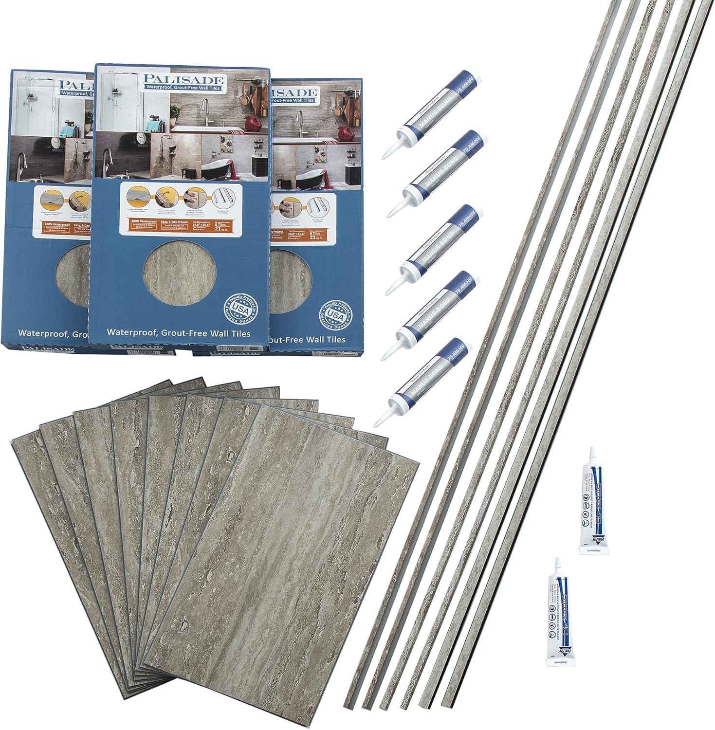 Palisade 25.6 in. x 14.8 in. Tile Shower and Tub Surround Kit